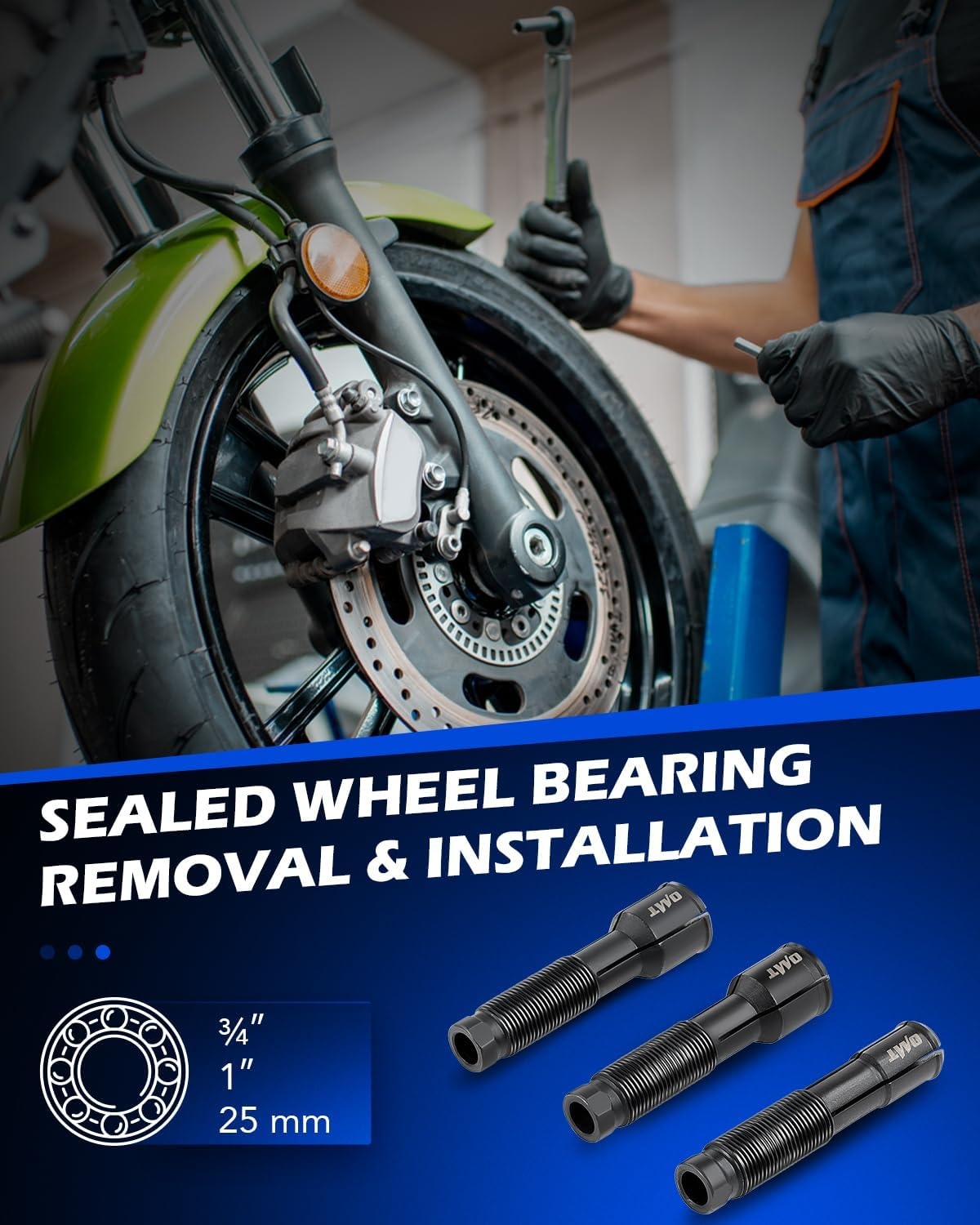 Orion Motor Tech Wheel Bearing Puller Tool Kit Compatible with Harley Davidson Motorcycles, Wheel Bearing Removal & Installation Tool for 3/4" 1" 25Mm Bearings, 18Pc Harley Wheel Bearing Tool image number 5