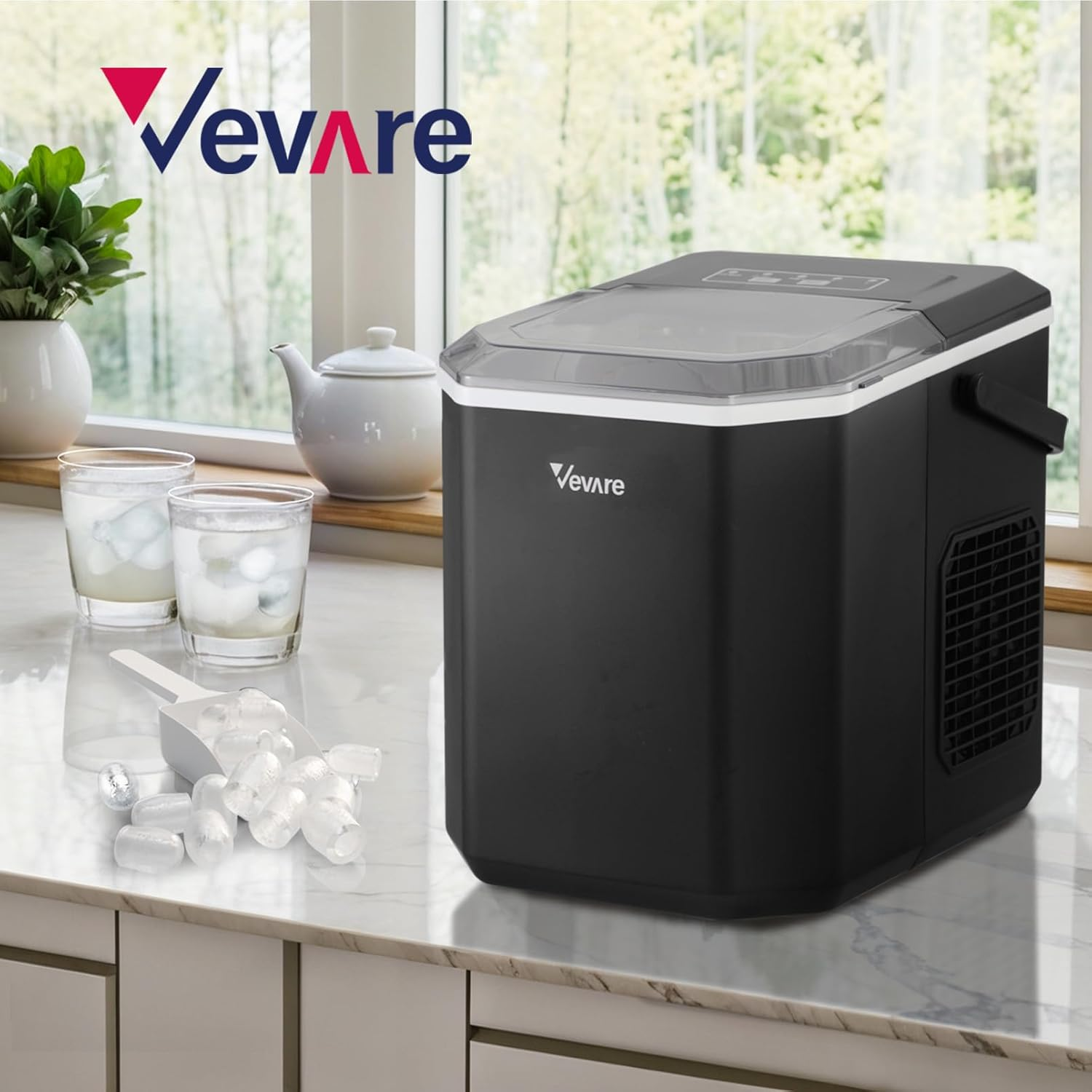 Ice Maker Machine 12Kg Capacity Ice Maker with Handle Protable Ice Cube Maker for Indoor and Ourdoor Black image number 5