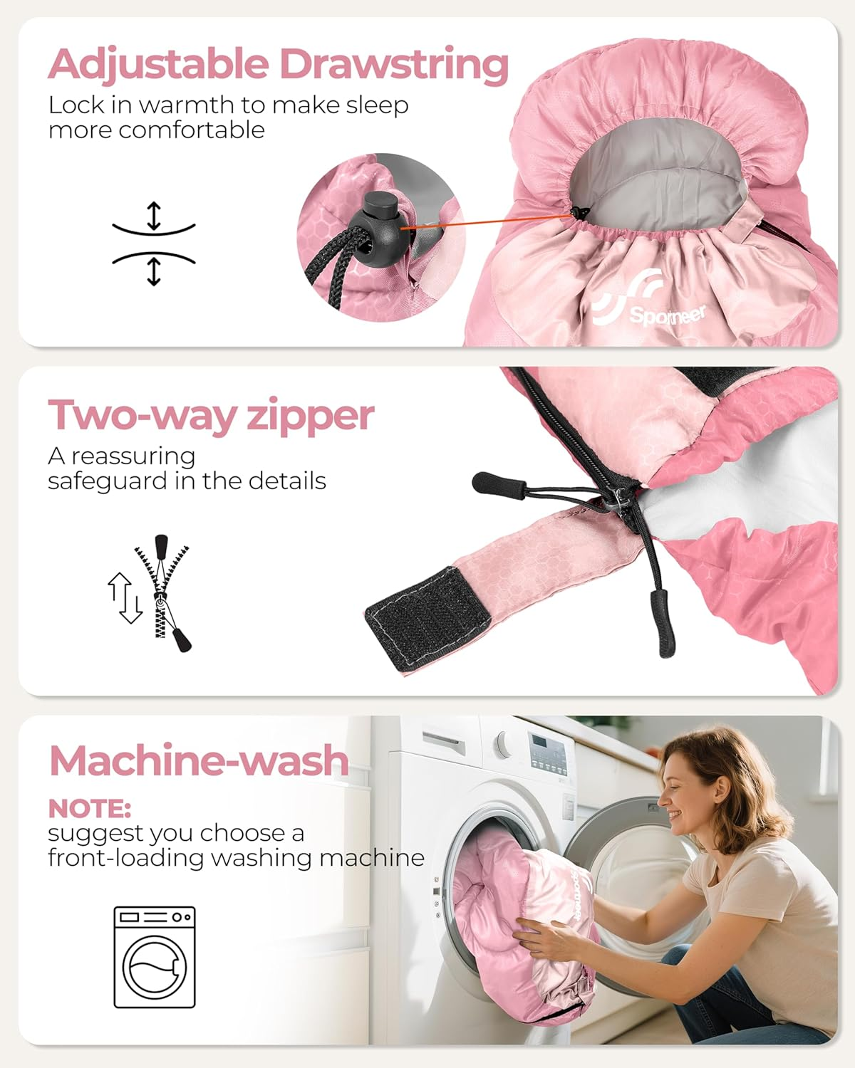 Sleeping Bag for Adults: Sportneer 3 Season Warm & Cold Weather Lightweight Sleeping Bags for Kids Adult Boys Girls Camping Hiking Outdoor Traveling image number 2