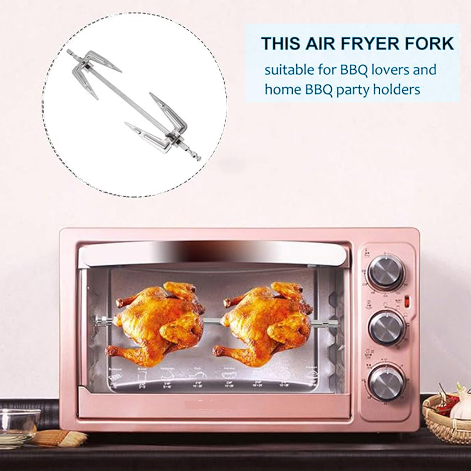 Spit Rotisserie,Stainless Steel BBQ Rotisserie Oven Chicken Vertical Spit Set, round Spit Rods, Rotisserie Accessories image number 1