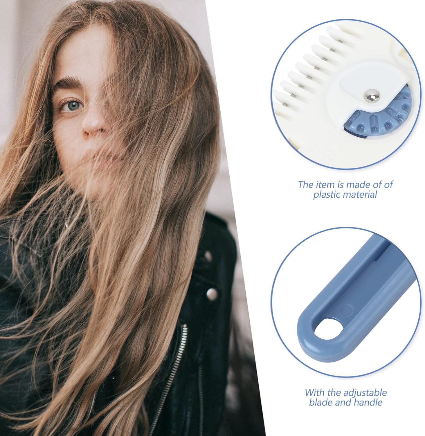 Minkissy Hair Trimmer Comb Hair Thinner Razor Comb Double Razor Blades Hair Comb Trimmer Hair Shaper Razor for Thick Haircuts and Styling image number 2