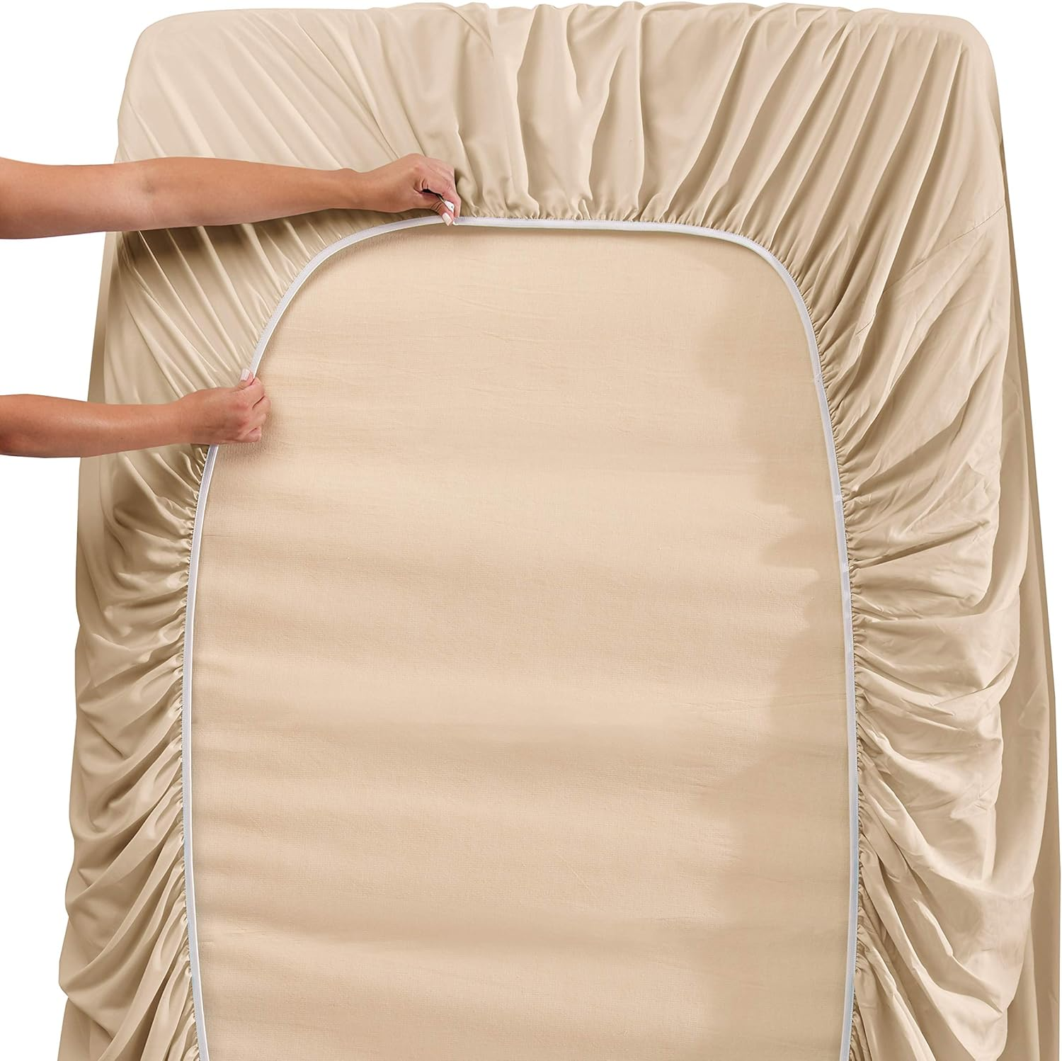 Hearth & Harbor Bedding Set - Luxury Soft Quality Double Brushed Microfiber -, Vendor_Harbor_Q-Beige, Beige, Queen image number 3