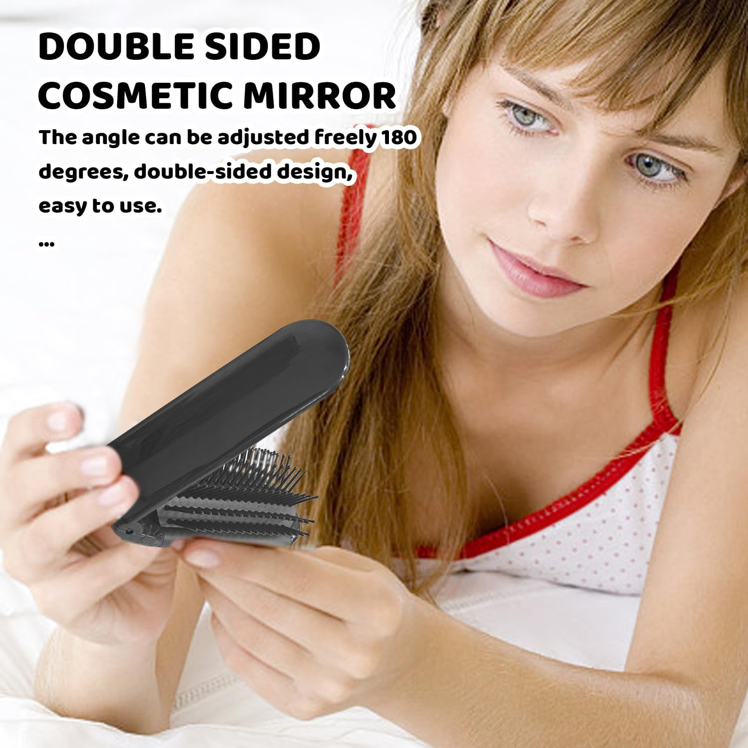 4 Mini Folding Mirror Combs, Portable Comb Mirror, Travel Cosmetic Mirror, Integrated Folding Mirror with Folding Shell. image number 5