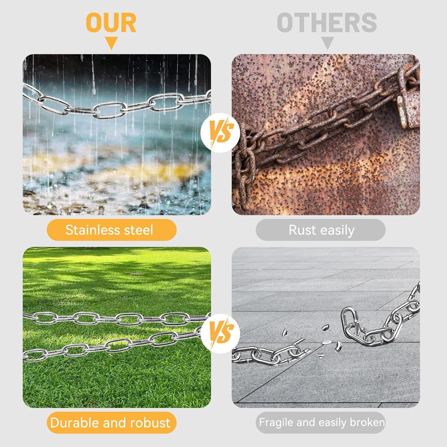 Stainless Steel Chain for Hanging Plants, Hanging Loop Chain for Outdoor Camping Pet Anti-Theft Chains, Hardware (15) image number 3