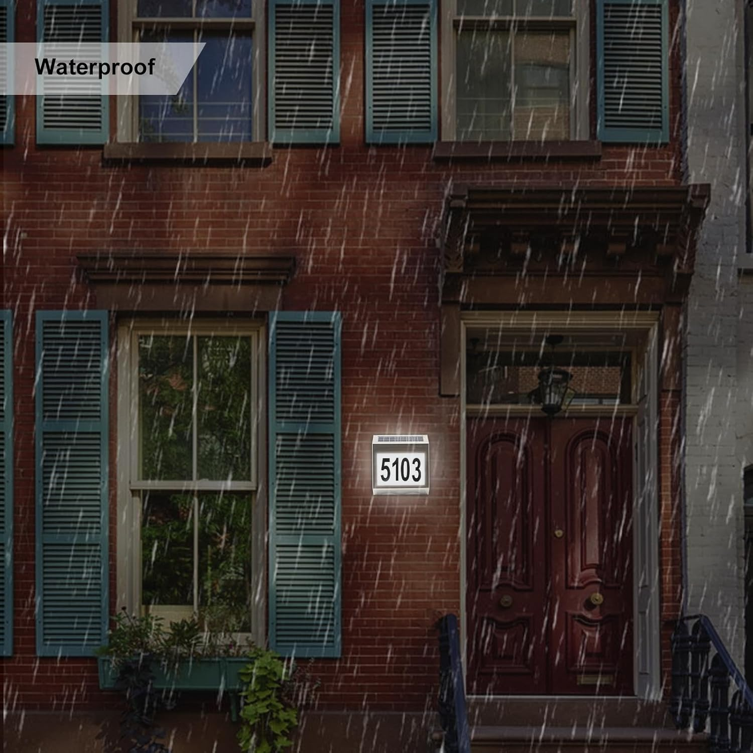 Solar Address House Number Sign, Stainless Steel 4-LED House Number Sign Outdoor Waterproof, Solar House Number Light, Rustproof Street Number Illuminated, Door Sign Mailbox outside Light image number 3