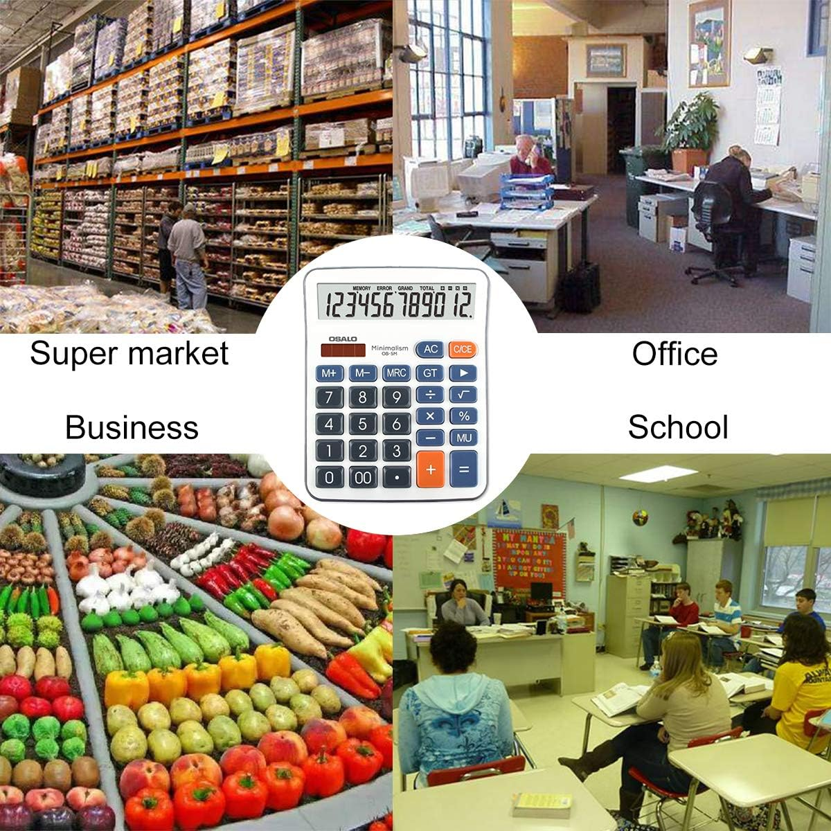 OSALO Calculator Large Buttons Large Display 12 Digit Big Desktop Office Calculator (OS-5M) image number 4