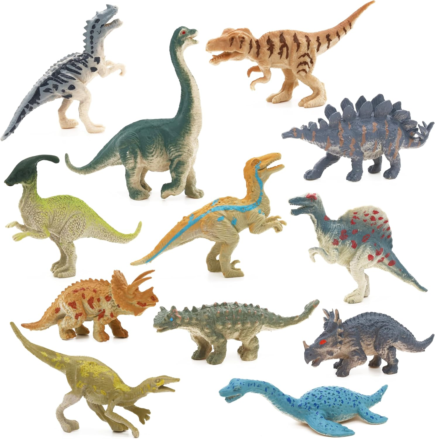 12PCS Mini Dinosaur Figures, Plastic Assorted Small Dinosaur Figurine, Dinosaur Cake Topper, Dino Toys Party Favors image number 1