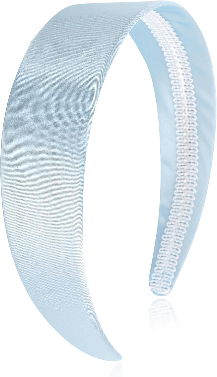 Wecoe Dark Purple Headband 1.6 Inch Wide Silk Satin Headband Women Non Slip Fashion Plain Head Band Solid Hair Band DIY Holiday Hair Accessories for Women Girls Diademas Para Mujer Gifts