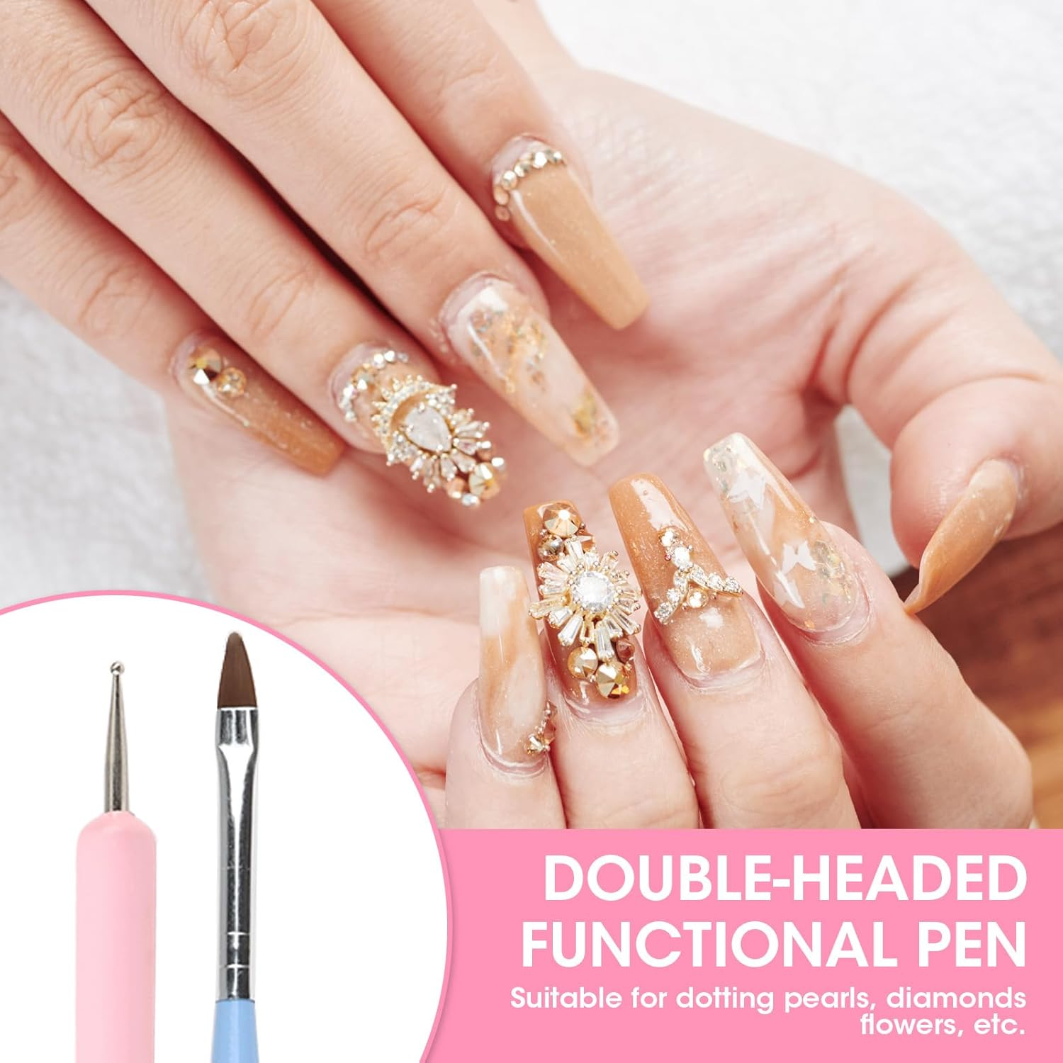 9 Pcs Nail Art Brushes Set, Nail Design Painting Professional Tools Including Liner Brush, Gel Brush Dotting Pen for DIY Nail Art at Home or Salon Use for Art Lovers image number 3