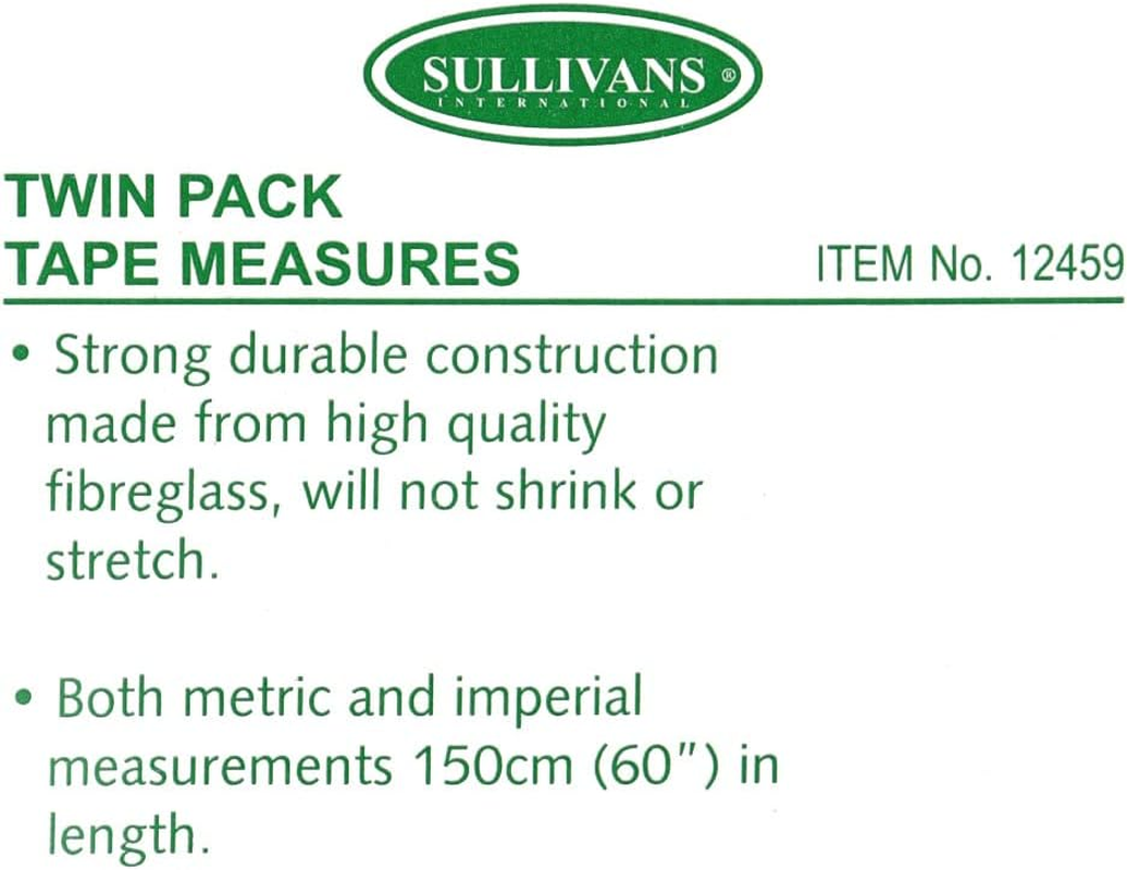 Sullivans Metric and Imperial Tape Measure 2 Pack, 150 Cm Length X 15 Mm Width