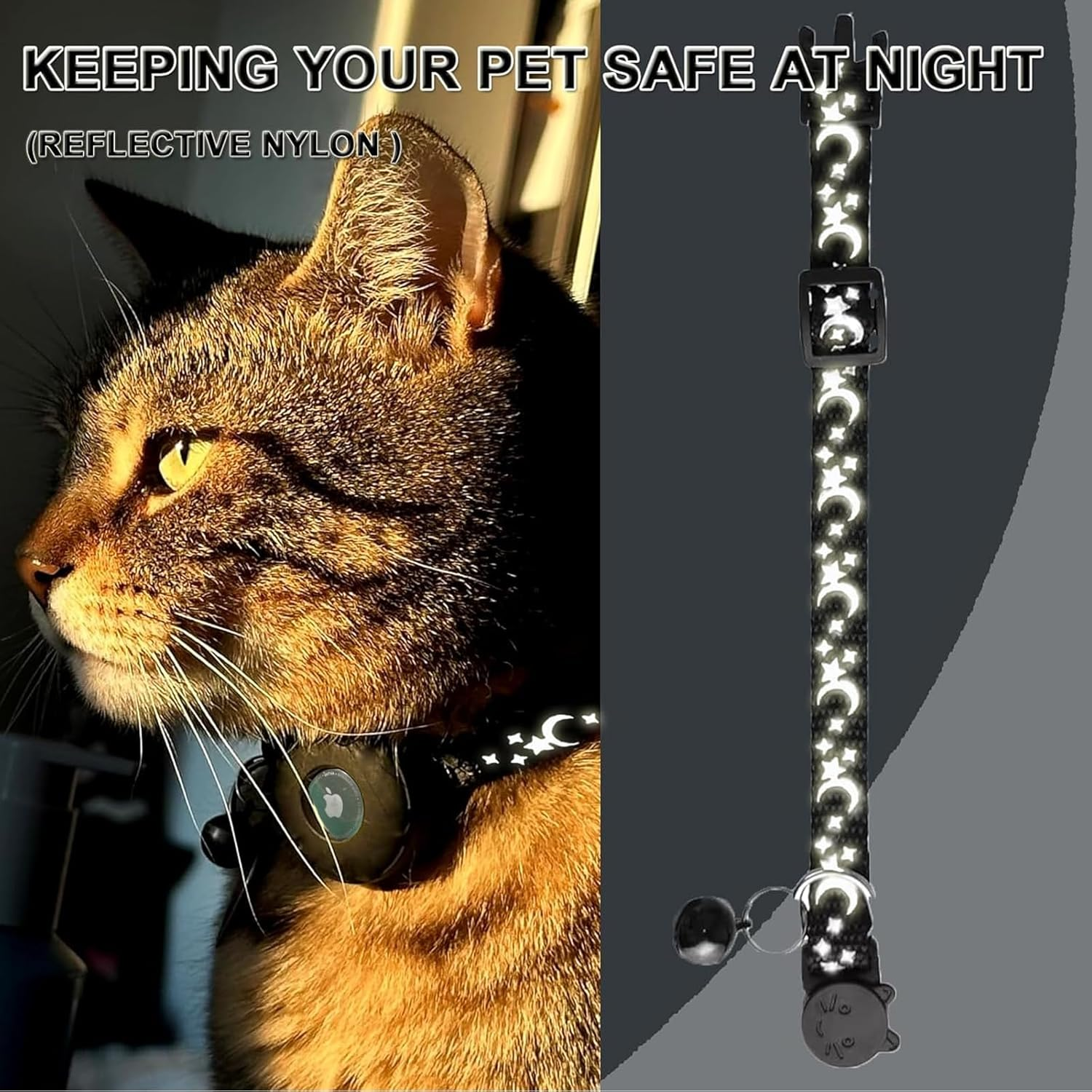 Airtag Cat Collar with Bell, Cat Collars Quick Release, Reflective Cat Collars with Safety Buckle, Adjustable 8-12" to Fit All Domestic Cats, Pet Supplies, Accessories, Gifts (8 Pack)