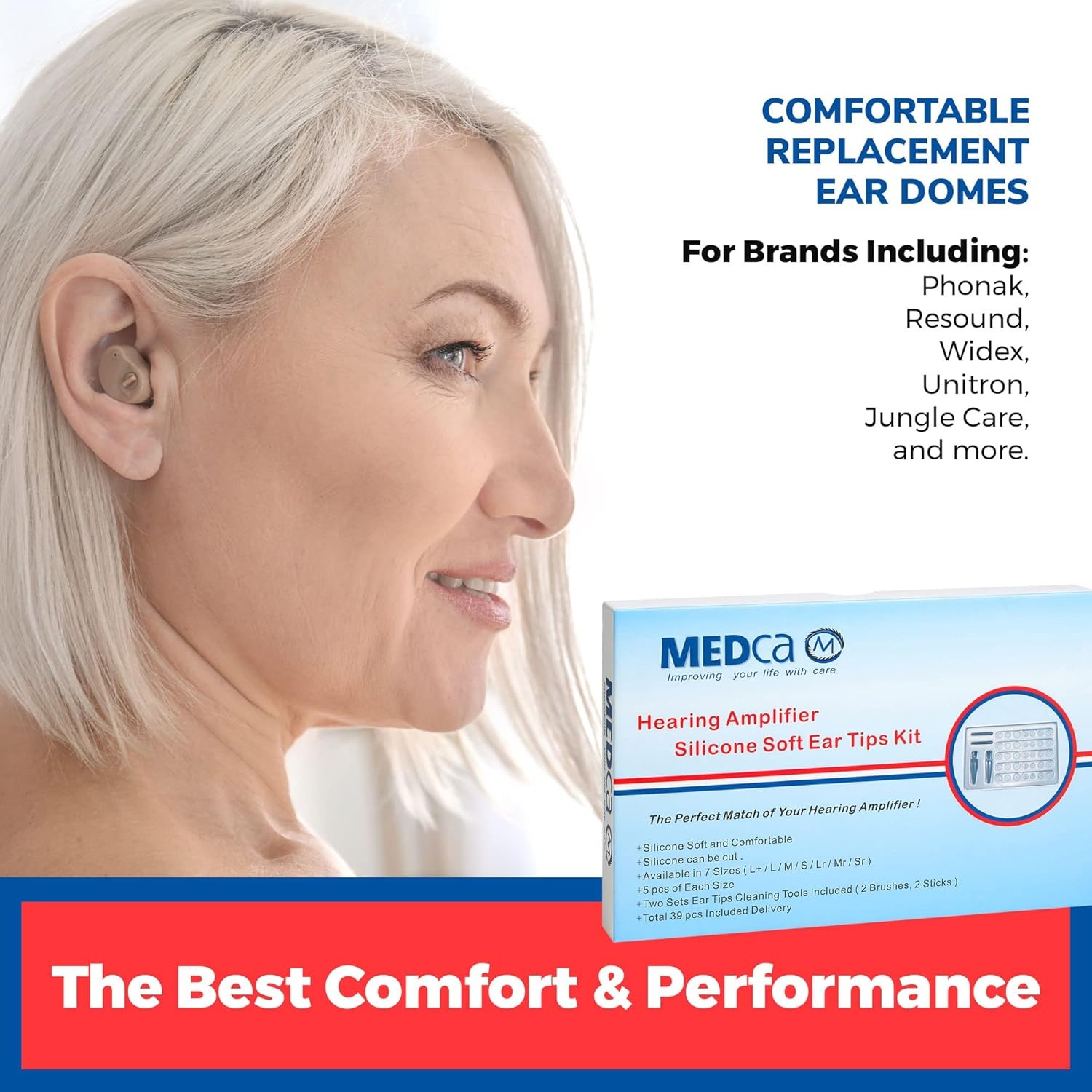 Hearing Aid Domes - (39 Pcs) Universal Domes for Hearing Aids - Sizes Small, Medium, Large & X-Large Earbud Replacements and BTE Hearing Sound Amplifiers image number 3