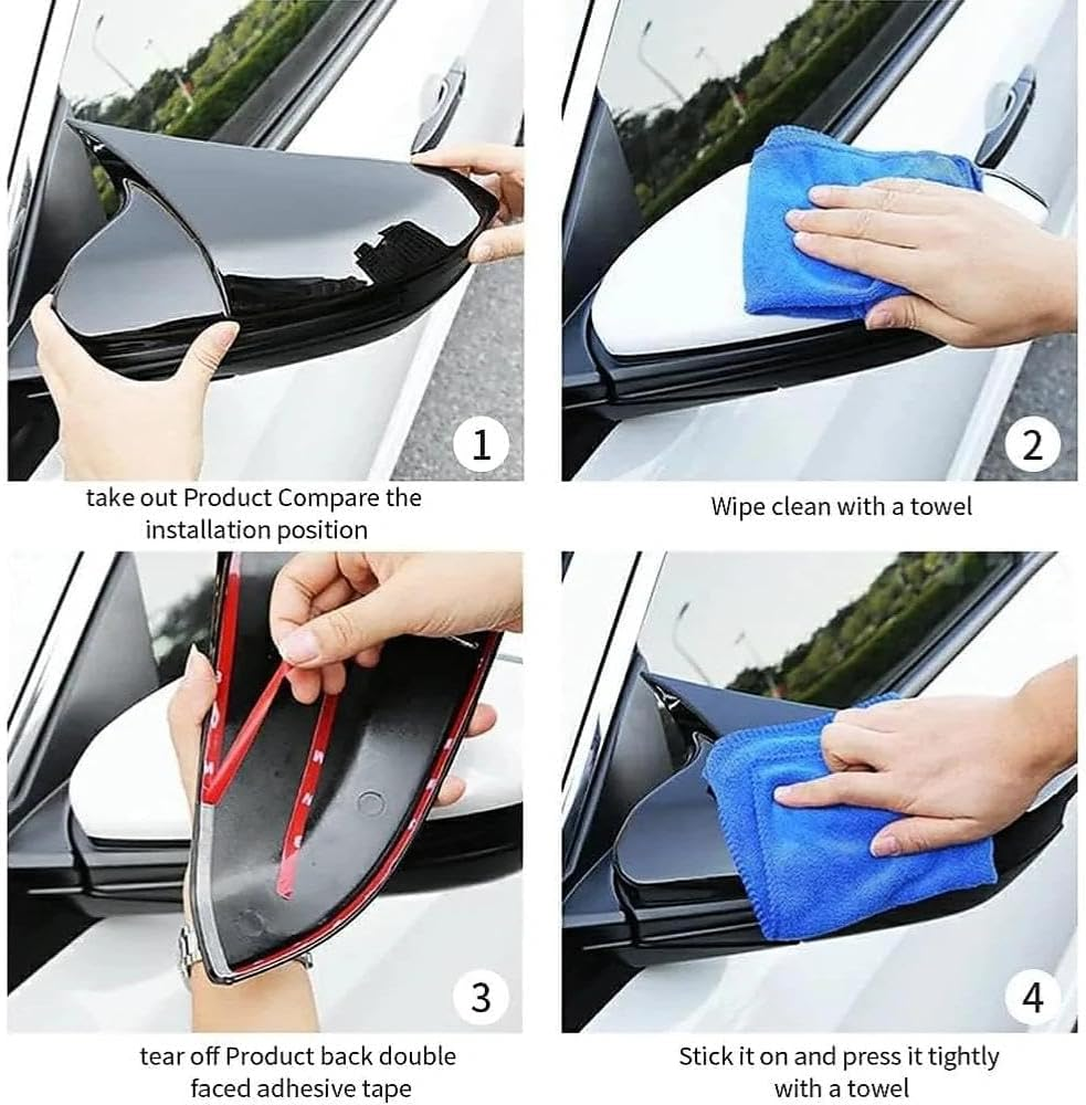 Car Ox Horn Side Rearview Mirror Cover for Toyota Camry 2018-2025, ABS Plastic Wing Mirror Protector Guards with Glossy Finish, Exterior Accessories (Bright Black)