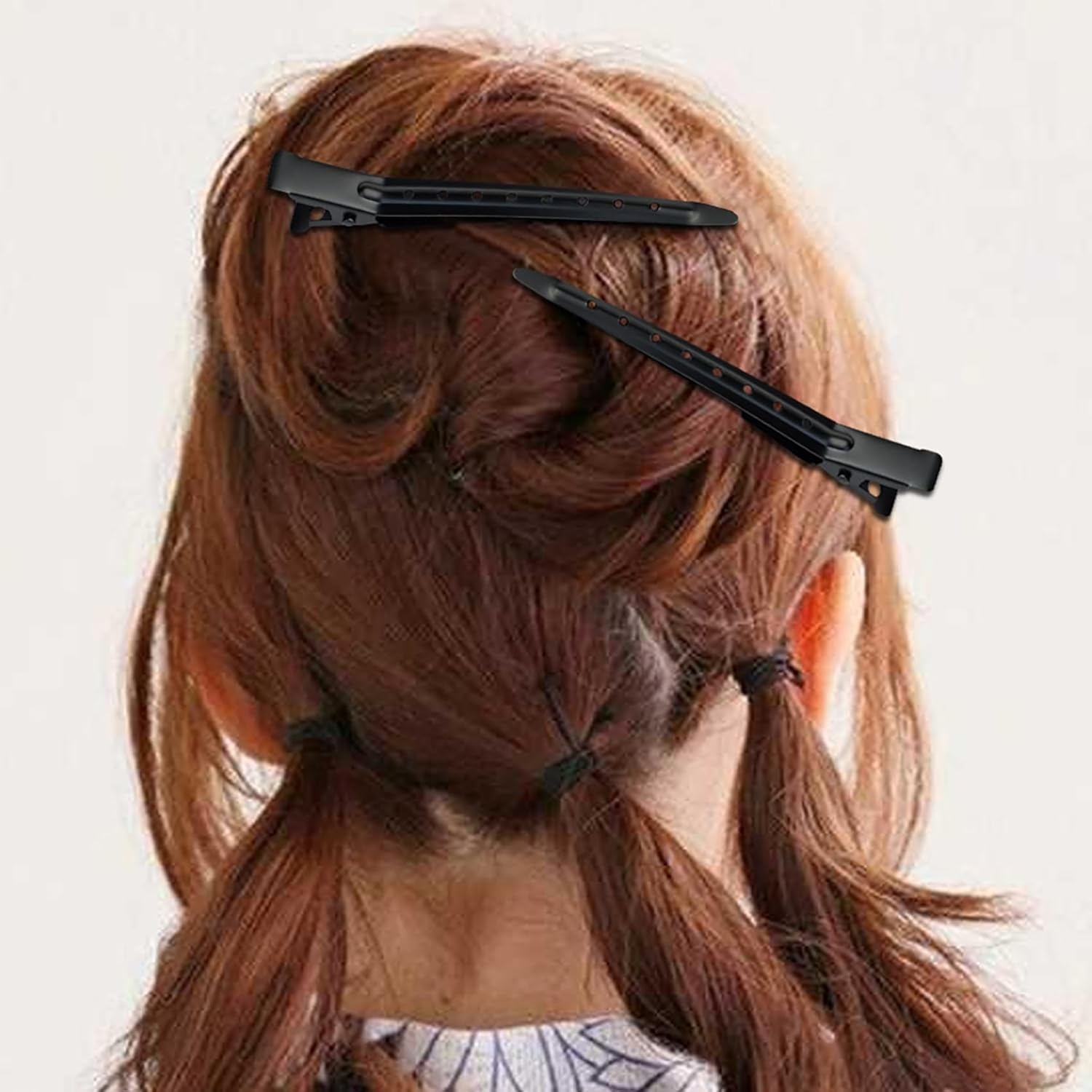 OJIOUI 24 Packs Duck Bill Clips 3.5 Inches Rustproof Metal Alligator Curl Clips with Holes for Hair Styling Haircutting and Makeup (Black, 3.5 Inch/9Cm) image number 4