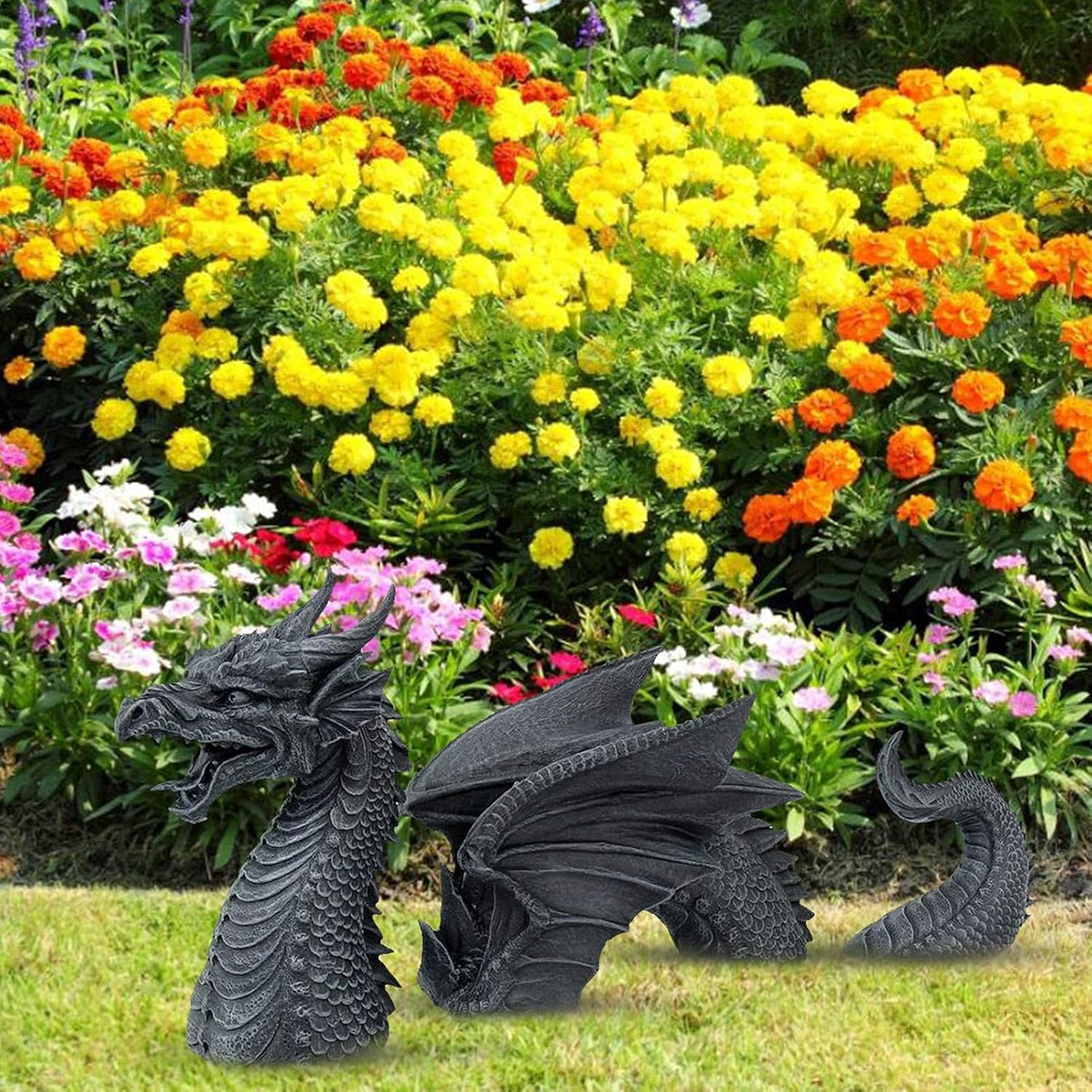 Garden Dragon Resin Gardening Statue, Dragon Garden Display Decorative Accent Sculpture, Decorative Sculpture for Patio, Front Garden, Lawn image number 6