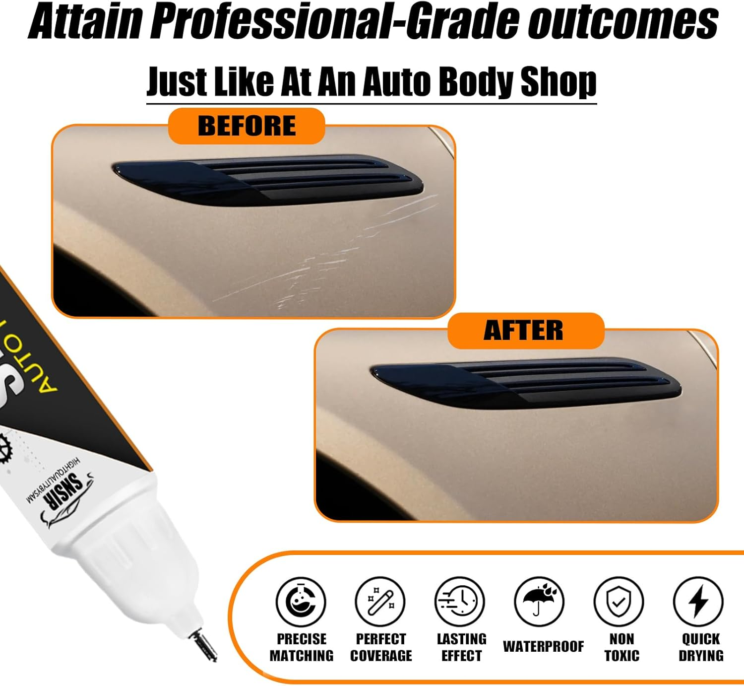 Gold Touch up Paint for Cars, Color Accurate Touch up Paint for Cars, Premium Car Scratch Remover for Deep Scratches, Easy to Use, Safe and Non-Toxic