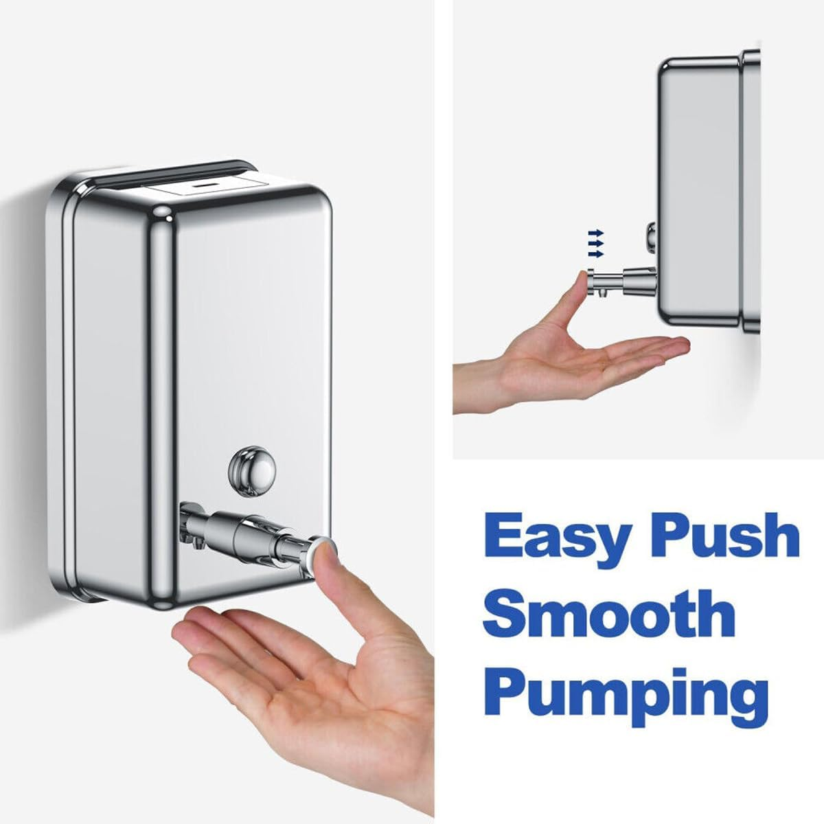 AIMALL Commercial-Grade Stainless Steel Soap Dispenser - Polished Wall-Mounted Lotion Dispenser, Available in 500Ml/800Ml/1000Ml Sizes image number 1