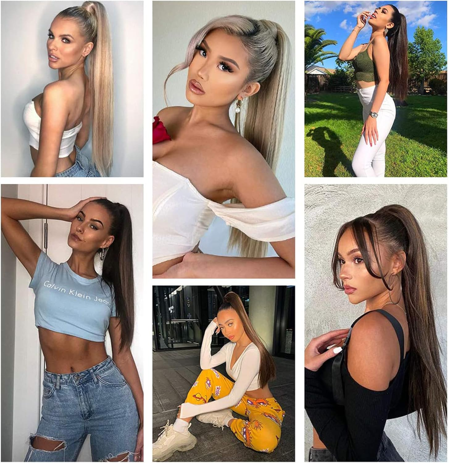 Cybelleza Clip-In Ponytail Extensions, Ponytail Hairpiece, Hair Extension, Braid Extension, 55 Cm, 100 G, Straight, Straight Hair Thickening for Women (Dark Brown & Light Brown) image number 6