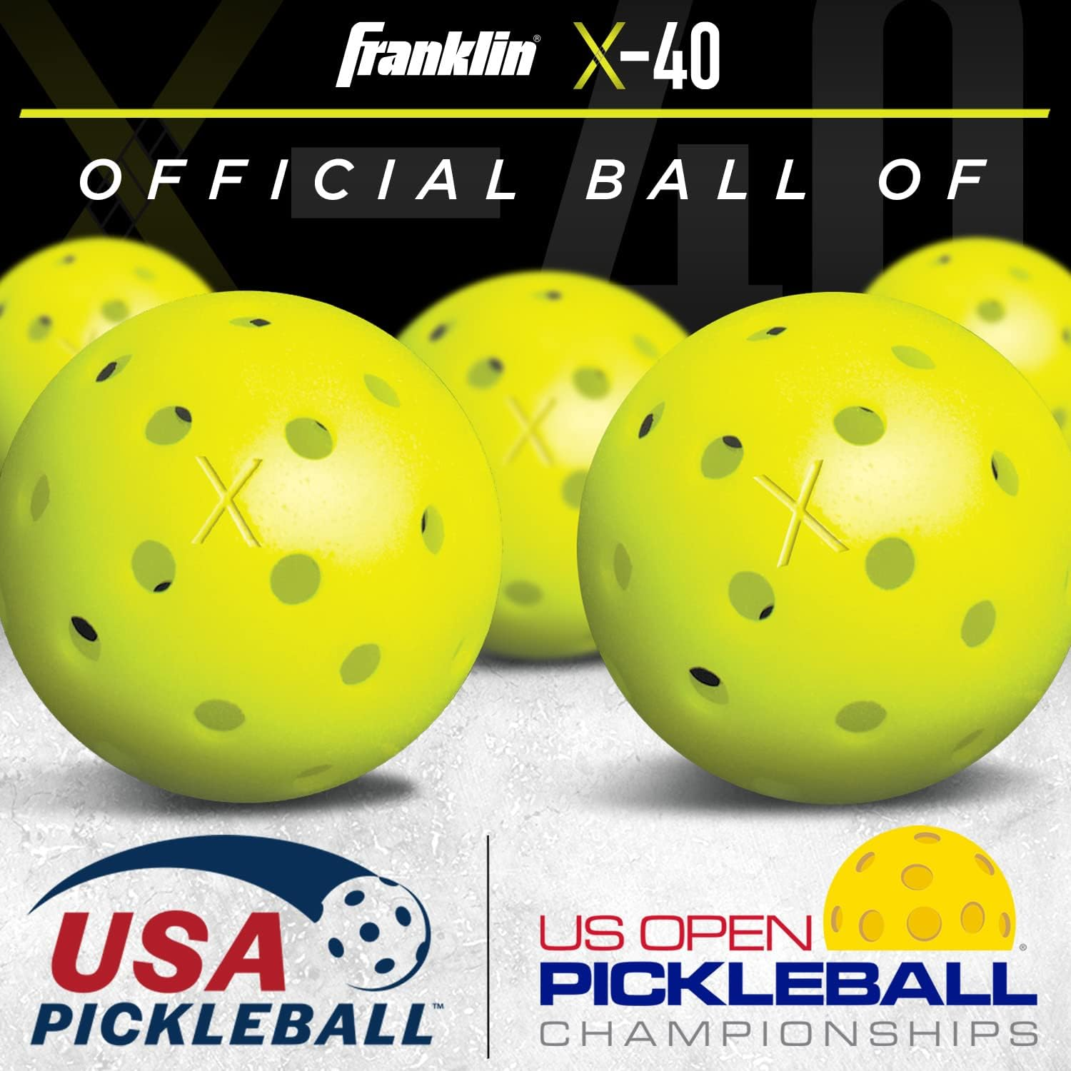 Franklin Sports Beginner Pickleball Sets - 2 + 4 Player Sets - Aluminum Paddles + X-40 Pickleballs - USA Pickleball (USAPA) Approved image number 1