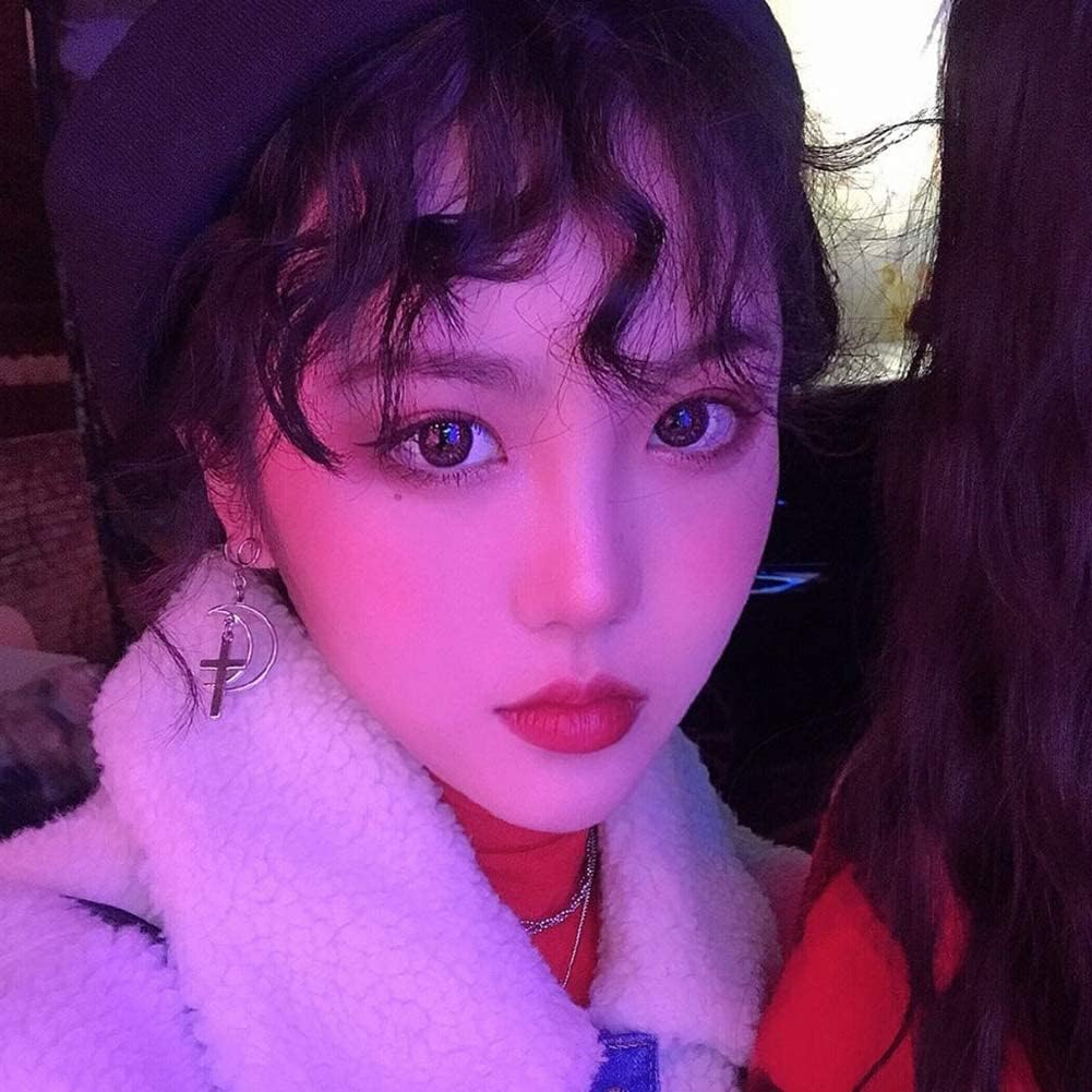 Dark Brown Clip in Hairpiece with Bangs Natural Fluffy Curly Heat Resistant Highlight Wig Headwear for Girls Women Anime Party Cosplay Wedding Dating