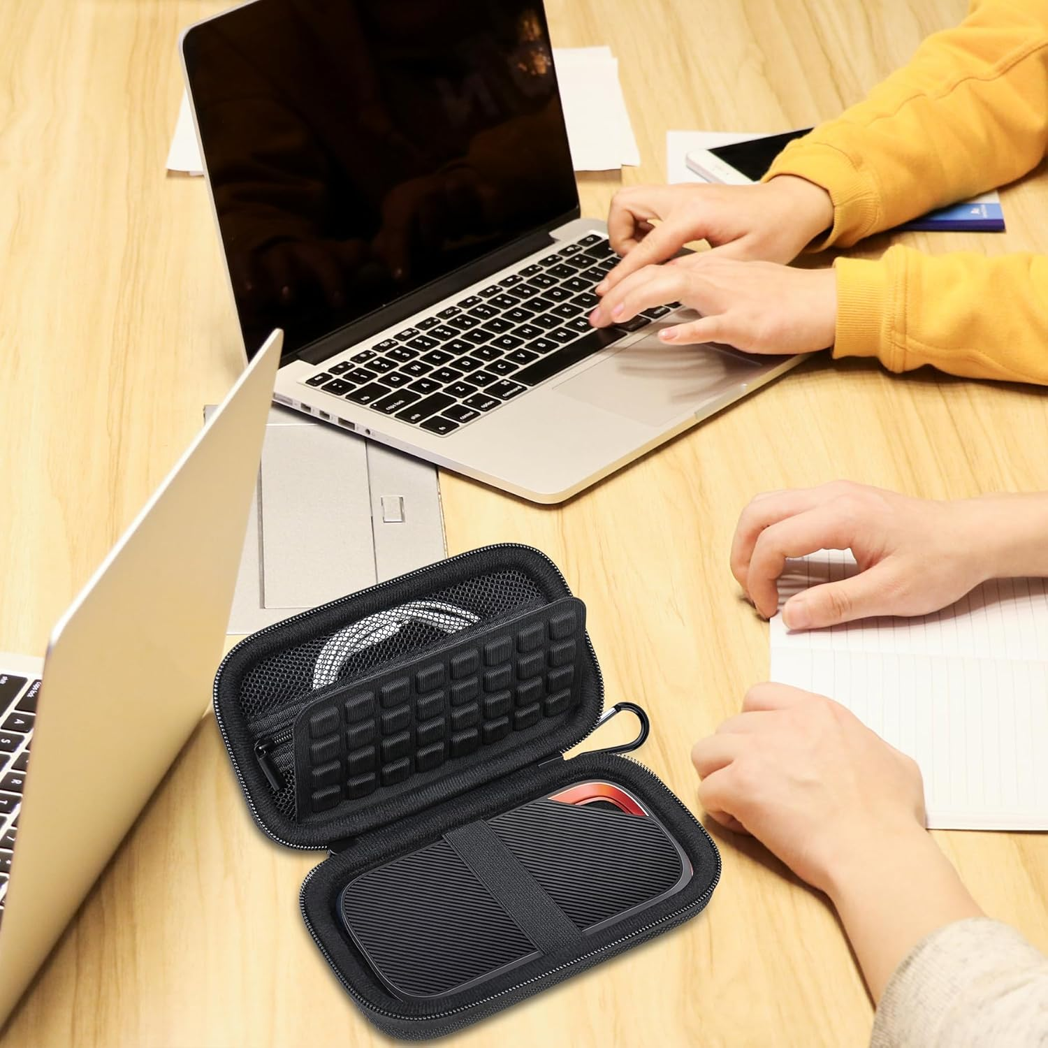 Lacdo Hard Carrying Case for Sandisk Extreme Pro with USB4 Portable SSD 2TB 4TB USB-C External Solid State Drive EVA Shockproof Water Repellent Protective Storage Travel Bag, Black image number 5