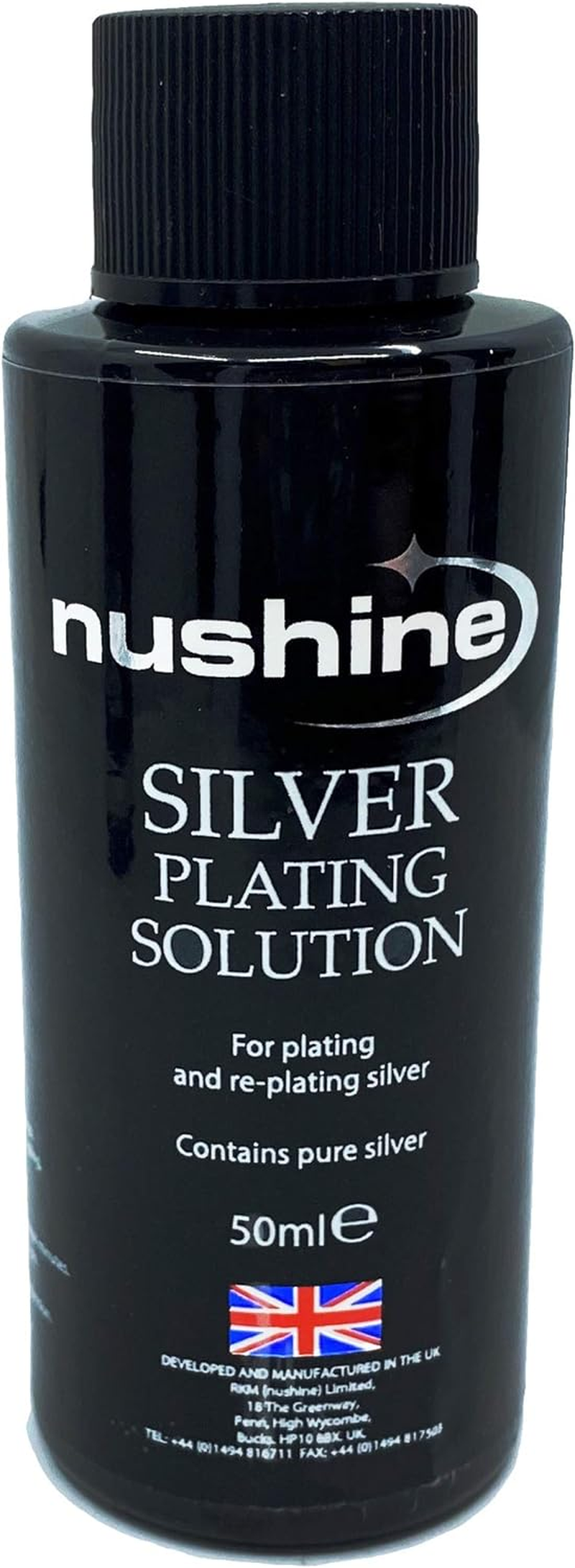 Nushine Silver Plating Solution 50Ml - Permanently Plate PURE SILVER onto Worn Silver, Brass, Copper and Bronze (Eco Friendly Formula)