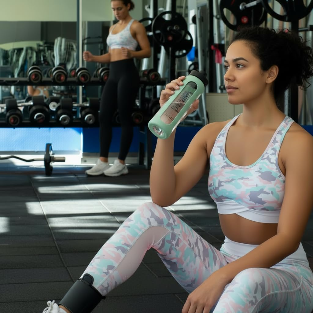 Asbirg Glass Protein Shaker 700 Ml - Bpa-Free, Leak-Proof & Robust - Protein Shaker with Borosilicate Glass Mixball - Drinking Bottle for Fitness & Sports | Pastel Green image number 4