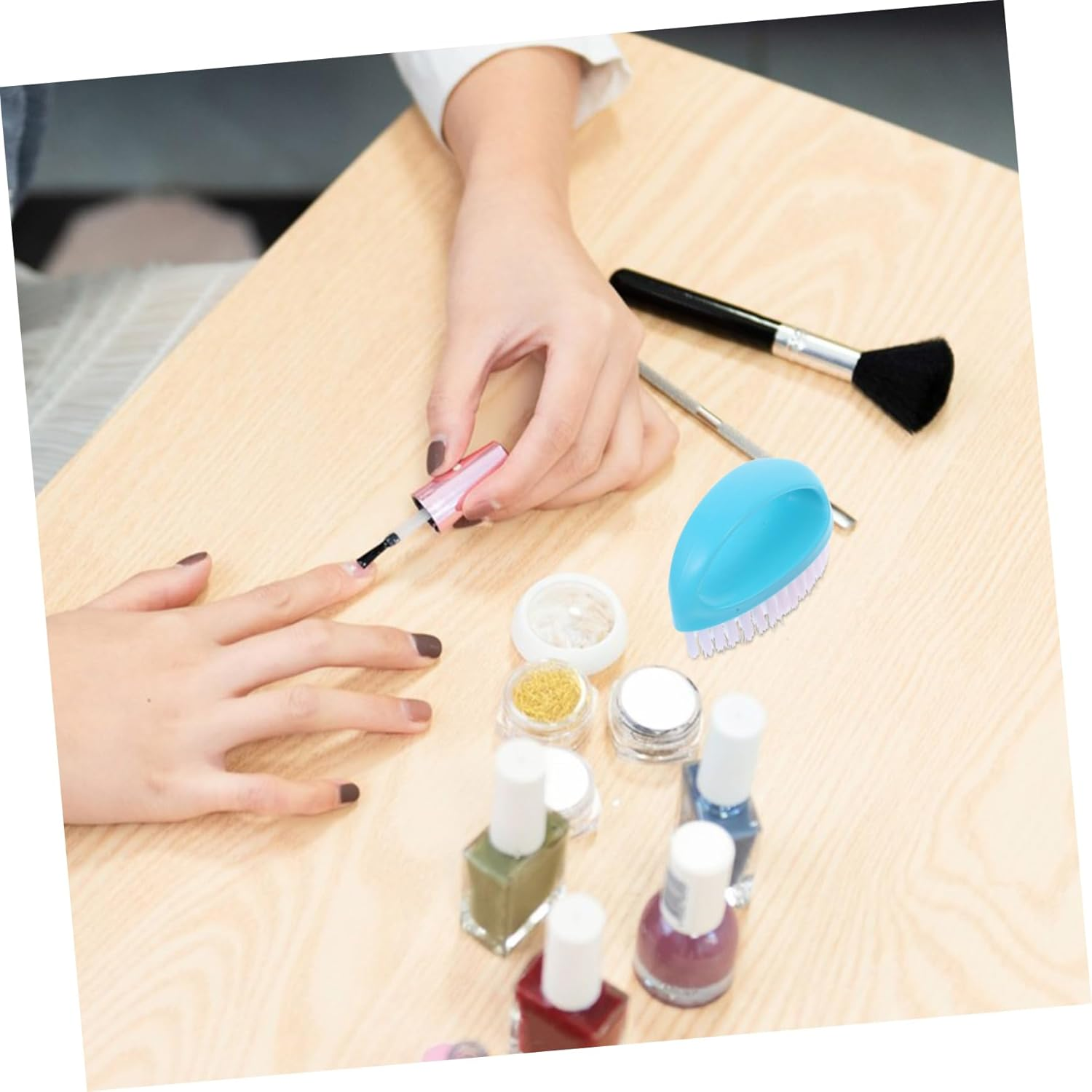 PENIKOKO 2Pcs Nail Cleaning Brush Ergonomic Nail Dust Cleaners for Manicure and Pedicure Soft Bristle Brushes Nordic for Home and Salon Use