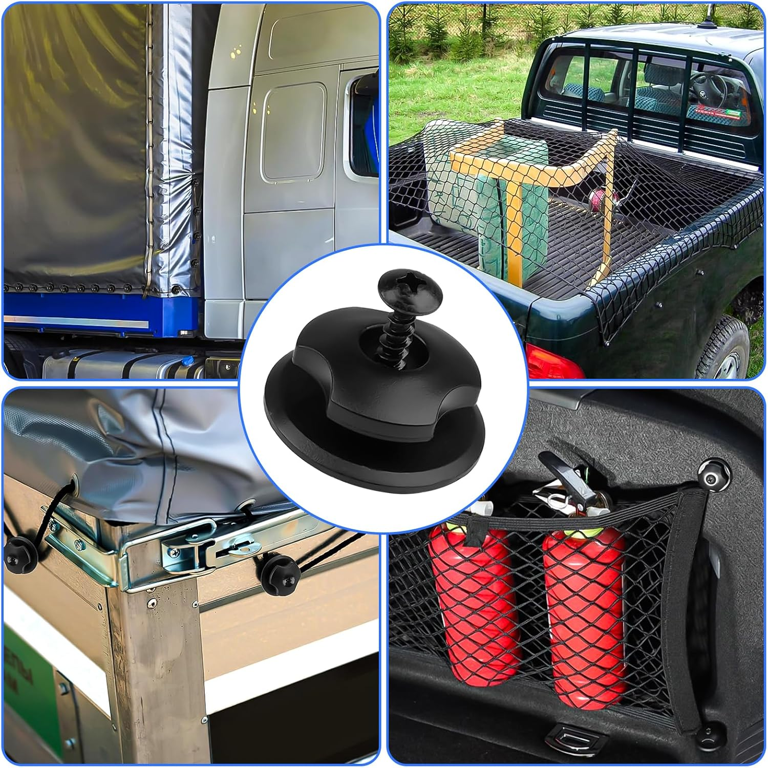 XTUDOU&reg; Pack of 40 Tarpaulin Buttons and Hooks, Round, 35 X 14 Mm, Black, Plastic, Trailer Hardware, Tonneau Cover Fasteners image number 2