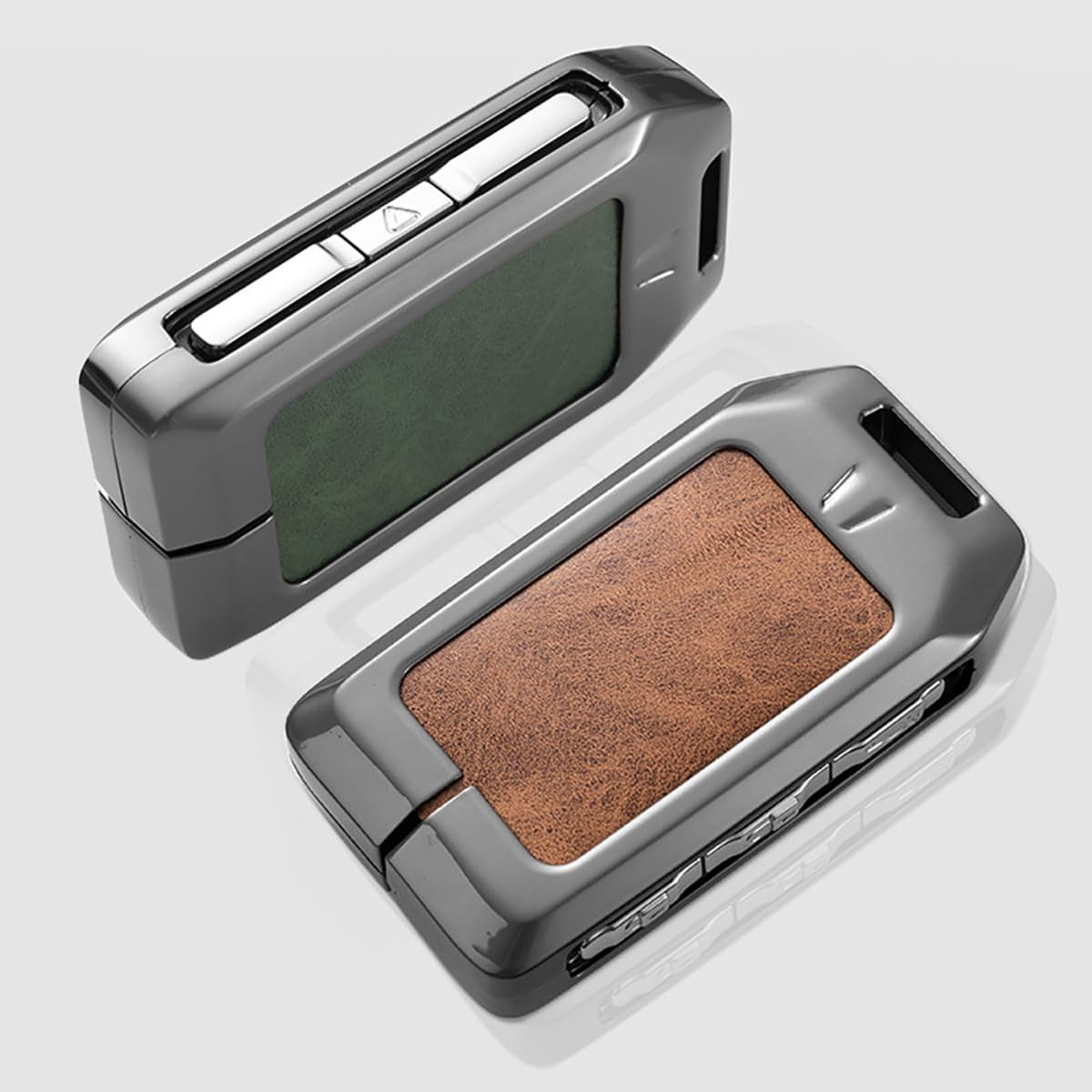 Ontto Car Key Holder Fit for 2017-2025 XC40 XC60 XC90 S60 S90 V60 V90 Polestar 1/2/3,Key Fob Shell Case with Clear TPU Front Cover,Metal and Leather Key Cover,Grey - Braided-Keychain-Black image number 4