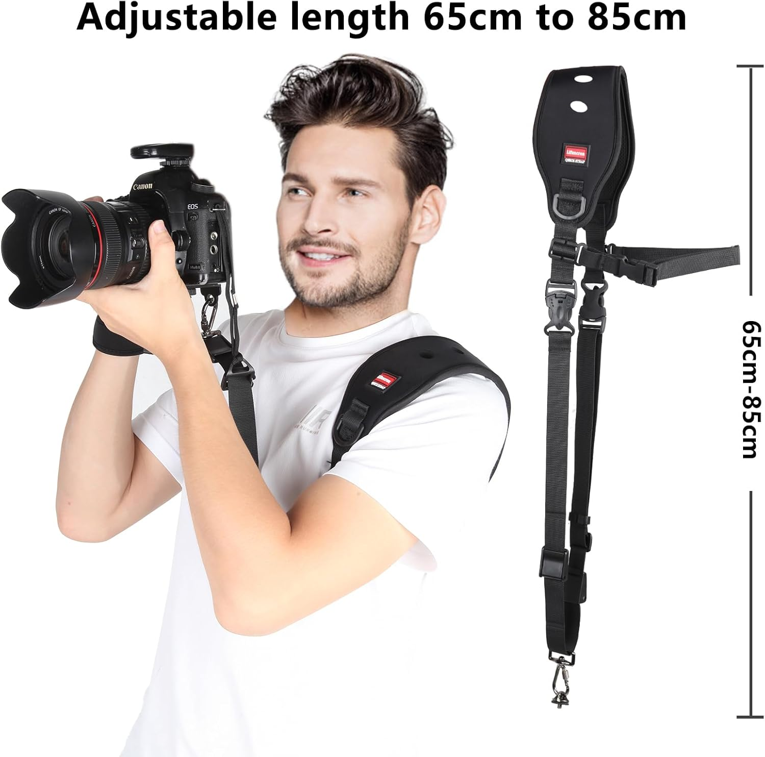 Lifuncren Camera Strap with Camera Wrist Strap Set, Quick Release Camera Shoulder Strap with Safety Tether and Quick Attach Plate, Adjustable Camera Neck Strap for DSLR SLR Camera image number 6