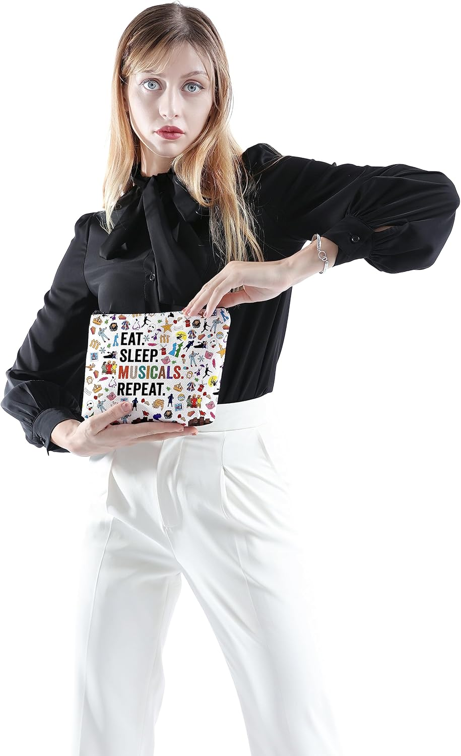 POFULL Musical Acting Gift Musical Theatre Gift Eat Sleep Musicals Cosmetic Bag, Eat Sleep Musicals Cosmetic Bag image number 5