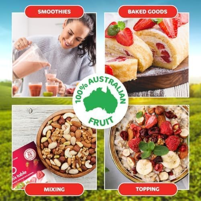 Gina&rsquo;S Table &ndash; Freeze Dried Fruit 18G Low Calorie Snacks for Kids & Adults &ndash; Natural Fruit Snacks &ndash; Freeze Dried Berries (Strawberry) &ndash; 10 Count