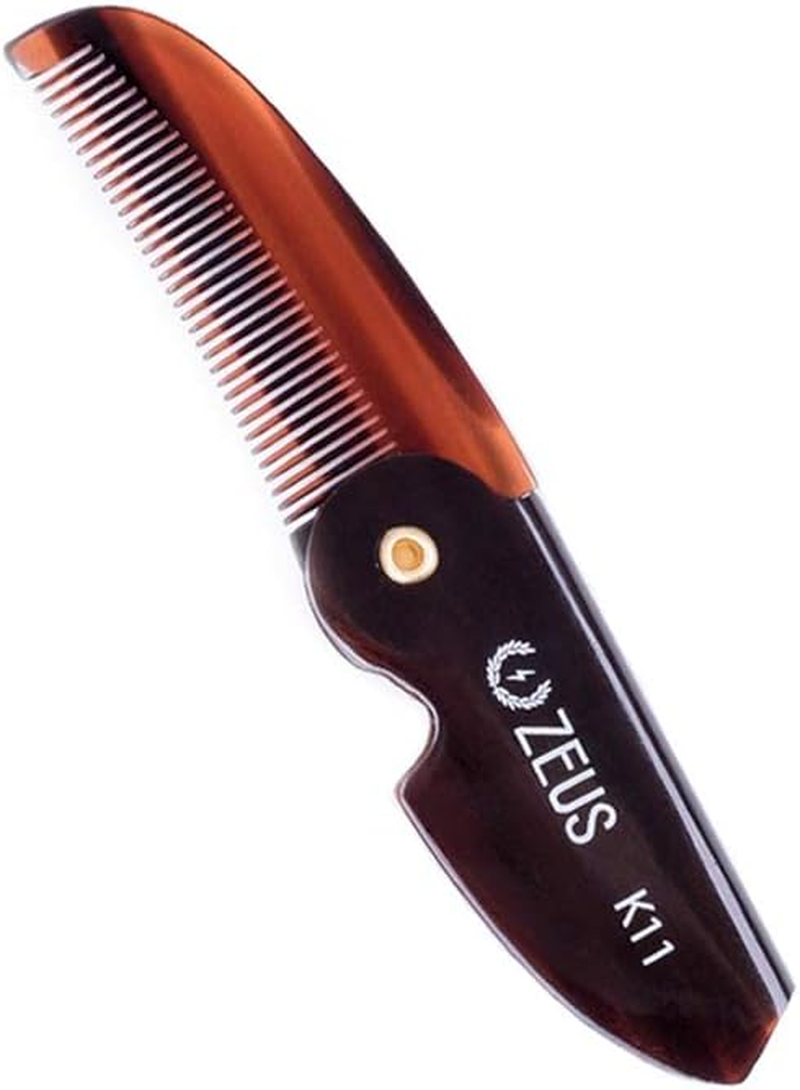 ZEUS Folding Mustache Comb, Handmade Saw-Cut Best Moustache Pocket Comb - (3 Pack - Tortoiseshell) - K12 image number 6