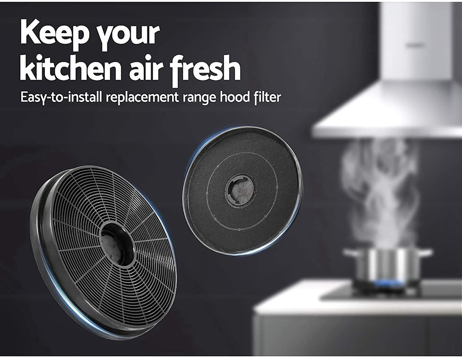 Devanti Activated Charcoal Carbon Filter Range Hood Filters, Pyramid Rangehood Replacement for Ductless Ventless Set of 2, Black Kitchen Cooker Accessories image number 2