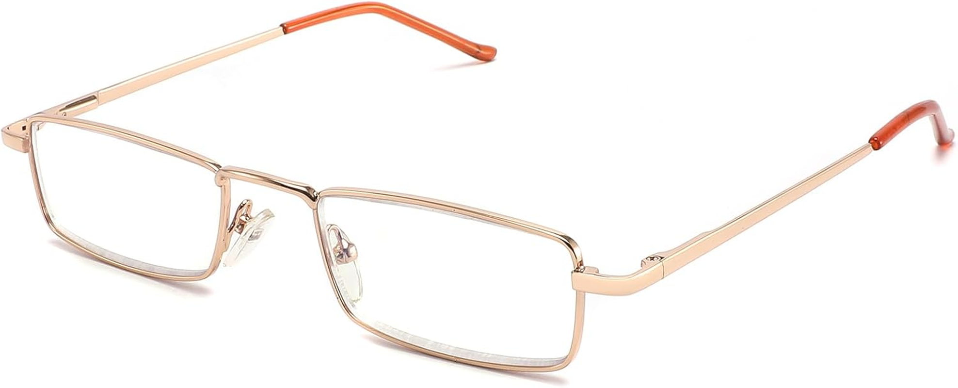 LANLANG Reading Glasses for Men Women, Blue Light Blocking Glasses, Spring Hinge, Metal, anti Eyestrain, Black, Gold, Lightweight, ME-002