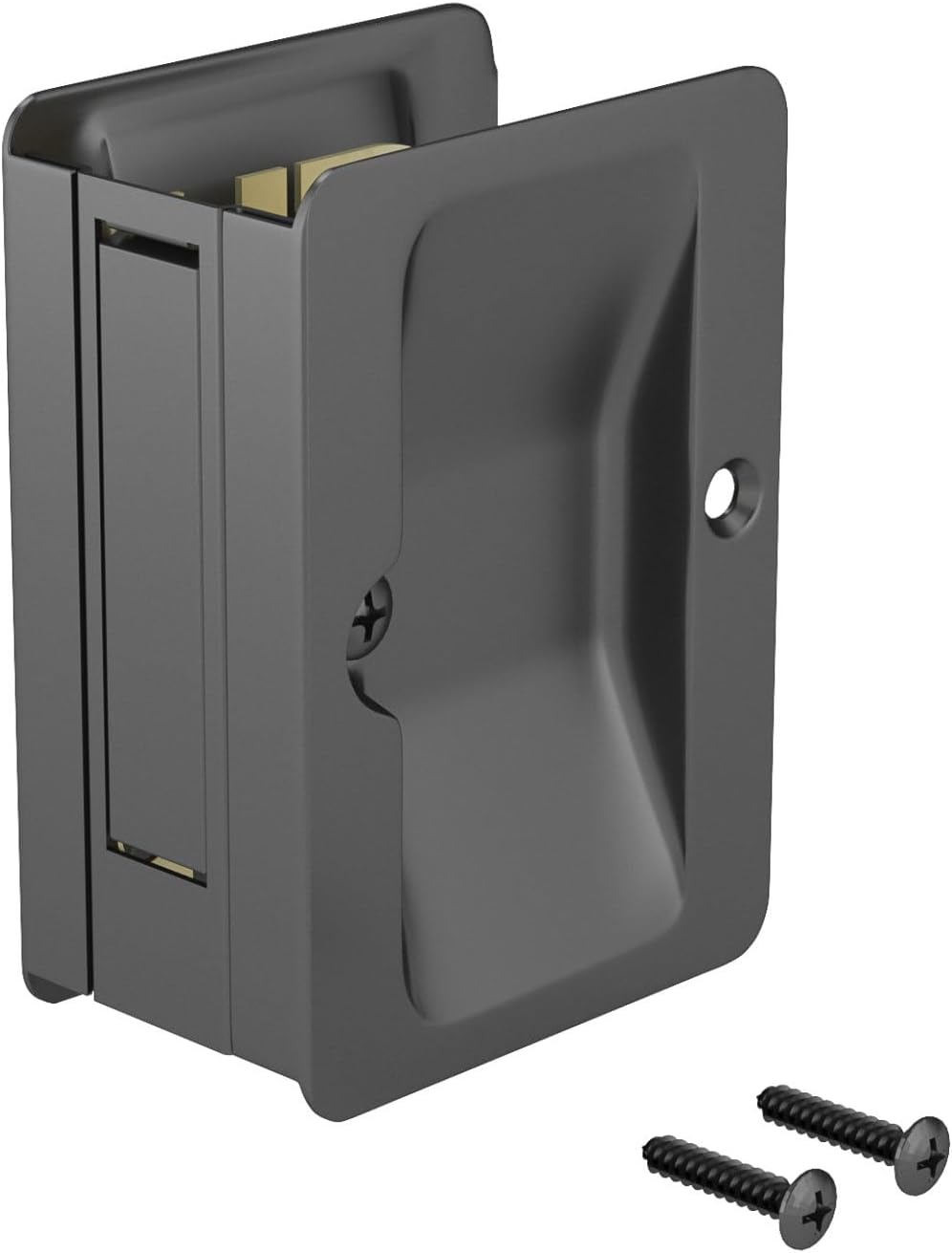 Onward 1700ANPSBC Pocket Door Pull with Passage Lock-Rectangular, Antique Nickel