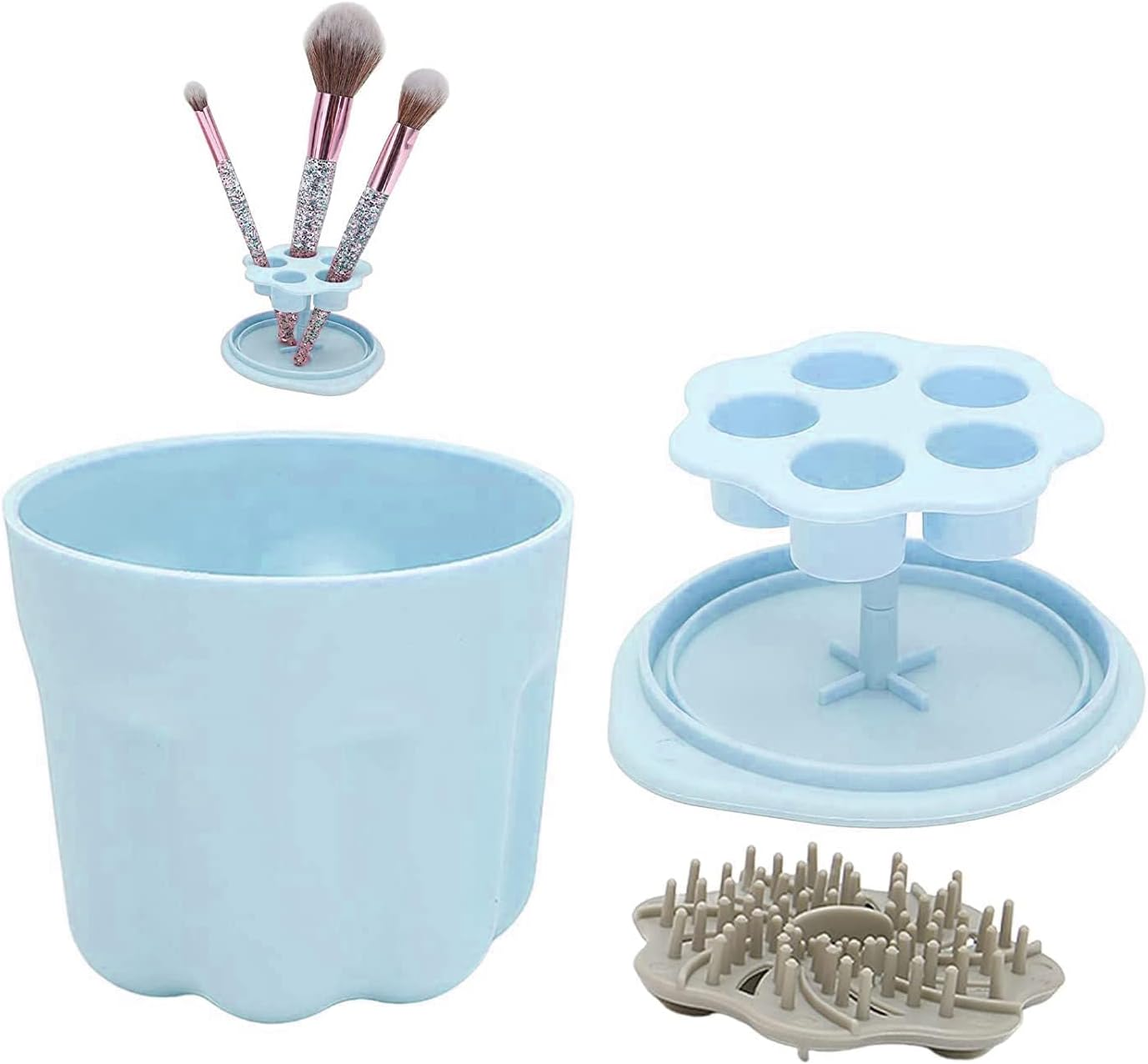 Dannisly Makeup Brush Cleaner Mat with Brush Storage Holder image number 6