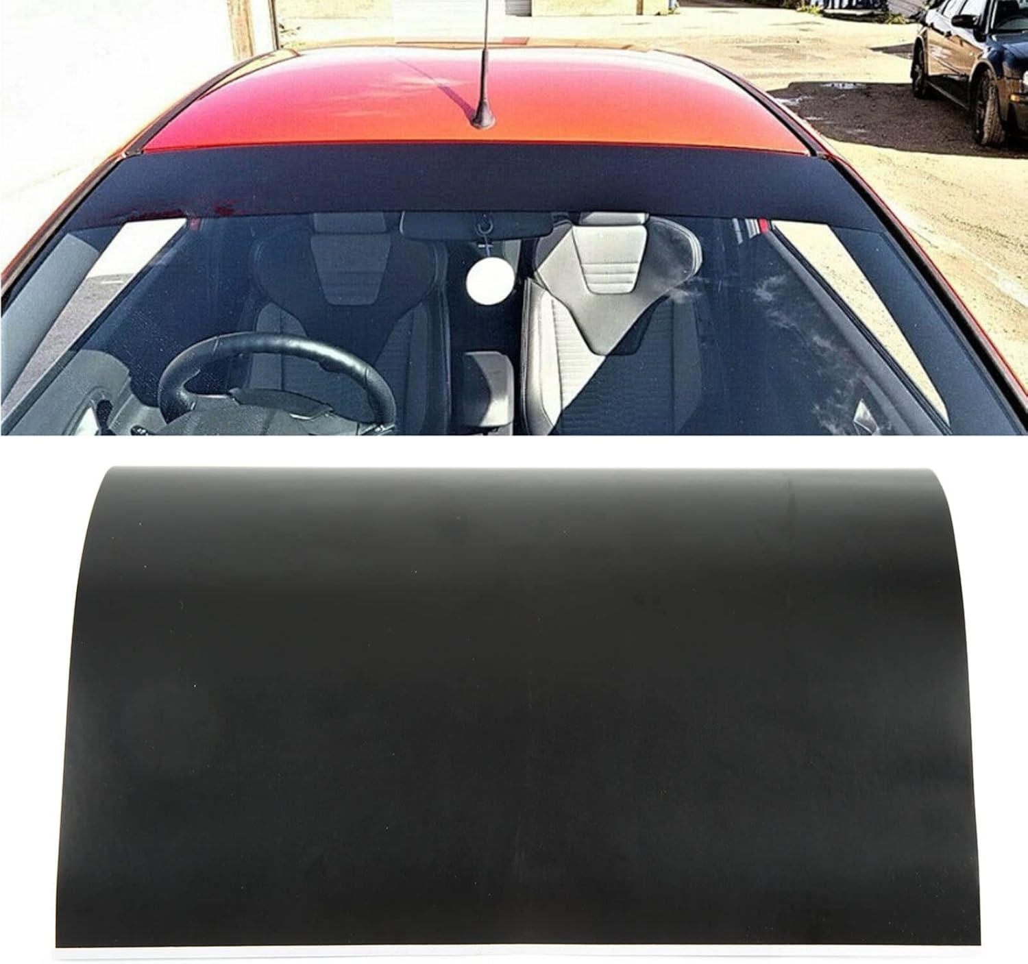 Enhance Car Appearance with 130 X 20Cm Matte Black PVC Sun Strip, Heat Resistant. Easy to Install Universal Windscreen Sun Sticker, Ensuring Safe Driving