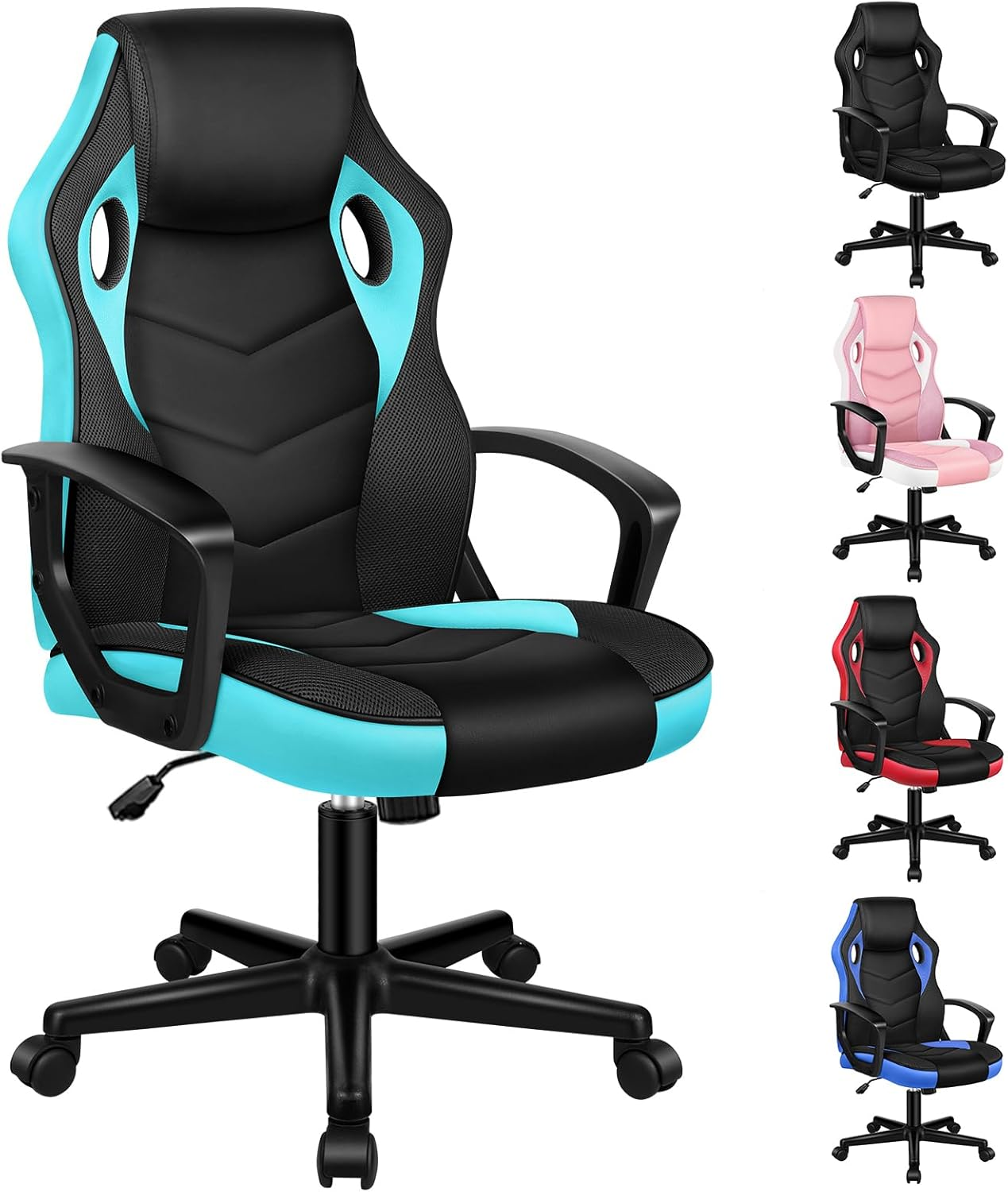 ALFORDSON Office Chair with Height Adjustable SGS Listed Gas Lift, PU Leather Upholstery Home Ergonomic Desk Chair, Padded Computer Chair for Gaming, Max 180Kg, Mega Black