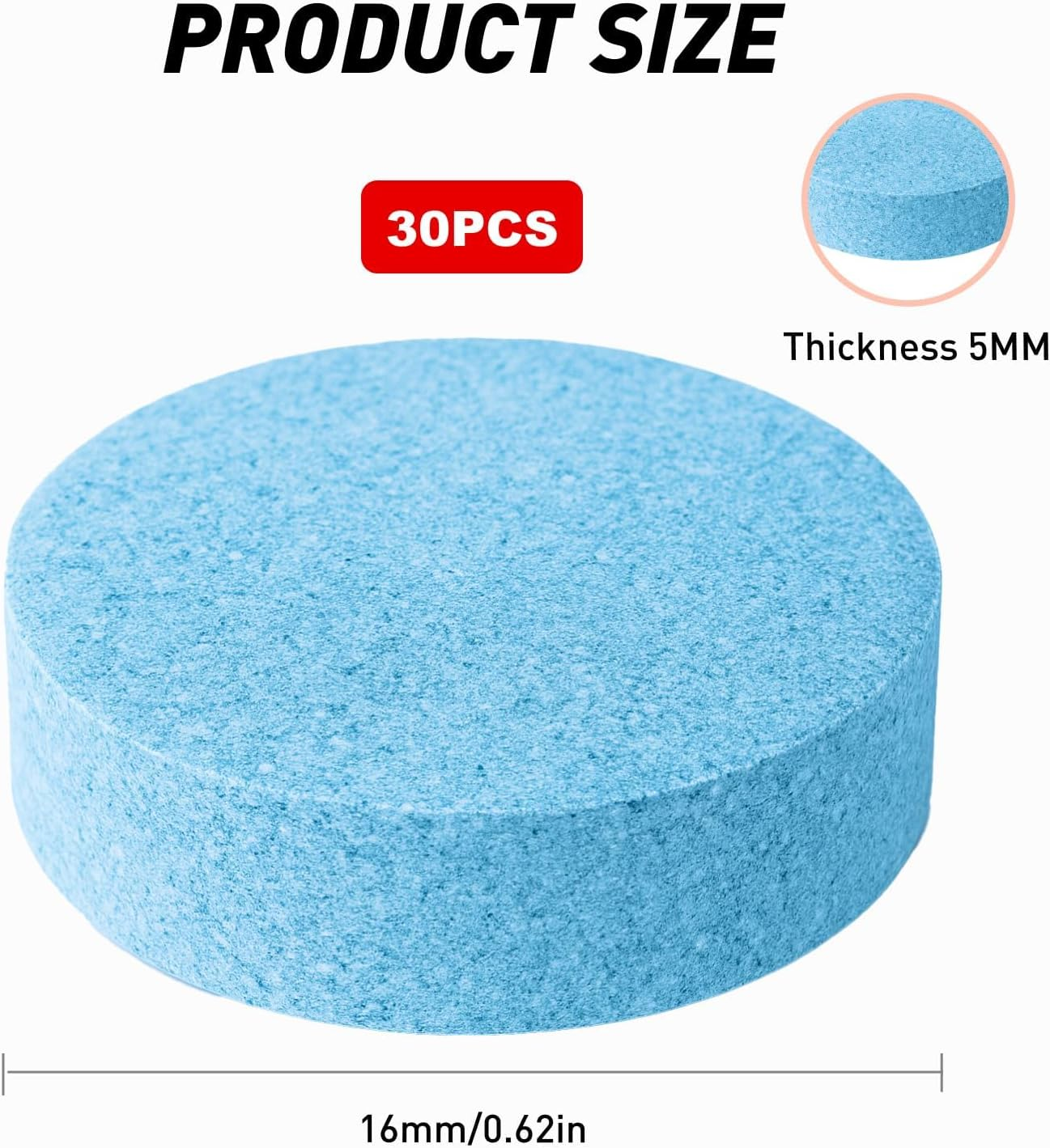 30 PCS Car Screenwash Tablets Windshield Washer Effervescent Concentrated Detergent for Cars, Windows, Kitchens Removes Dirt, Bugs & Grime, No Streaks, Safe for Glass, Equivalent to 120L Fluid