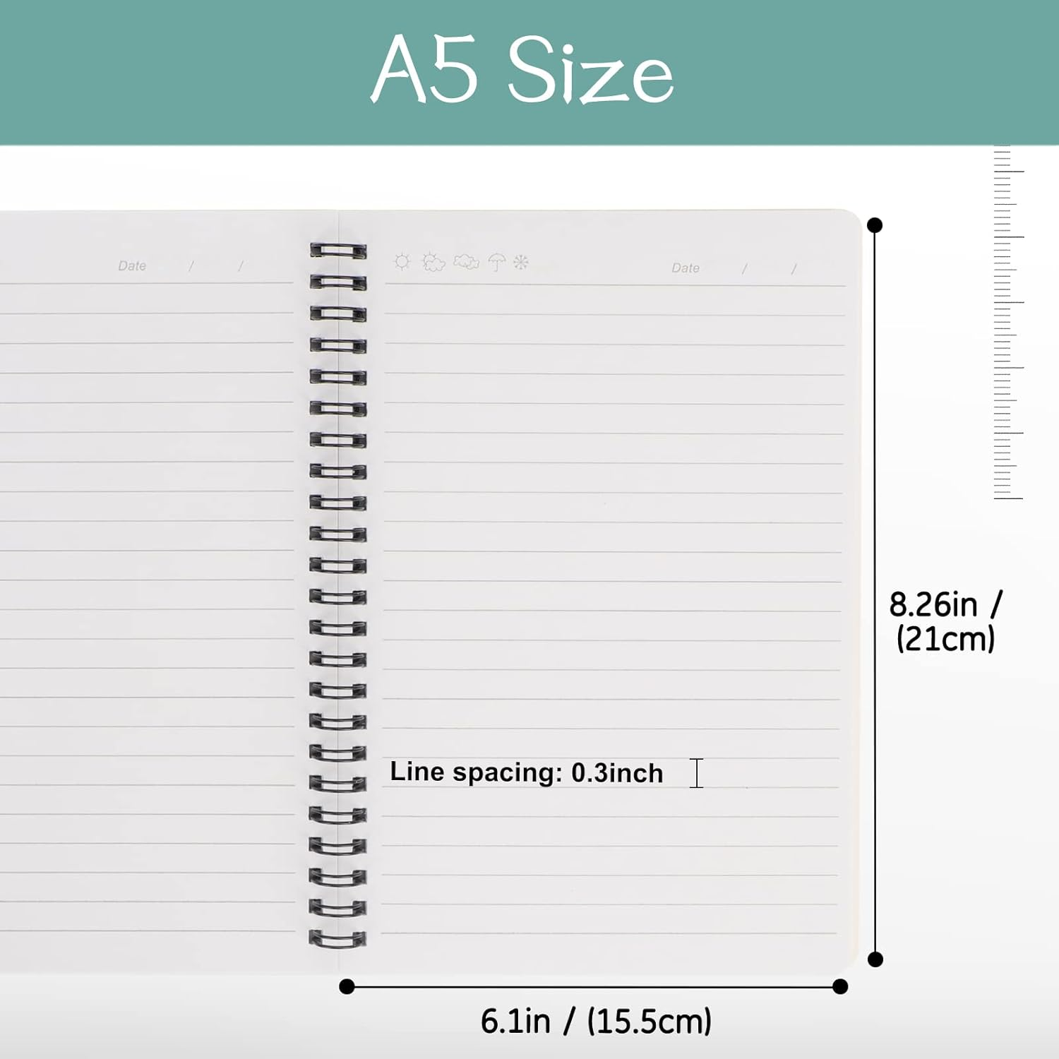 FYY A5 Spiral Notebook Set of 3 - Spiral Journal College Ruled Coil Notebook for School & Work with Hardcover and 80 Sheets/160 Lined Pages, 6 &times; 8 Inch, Marble image number 2