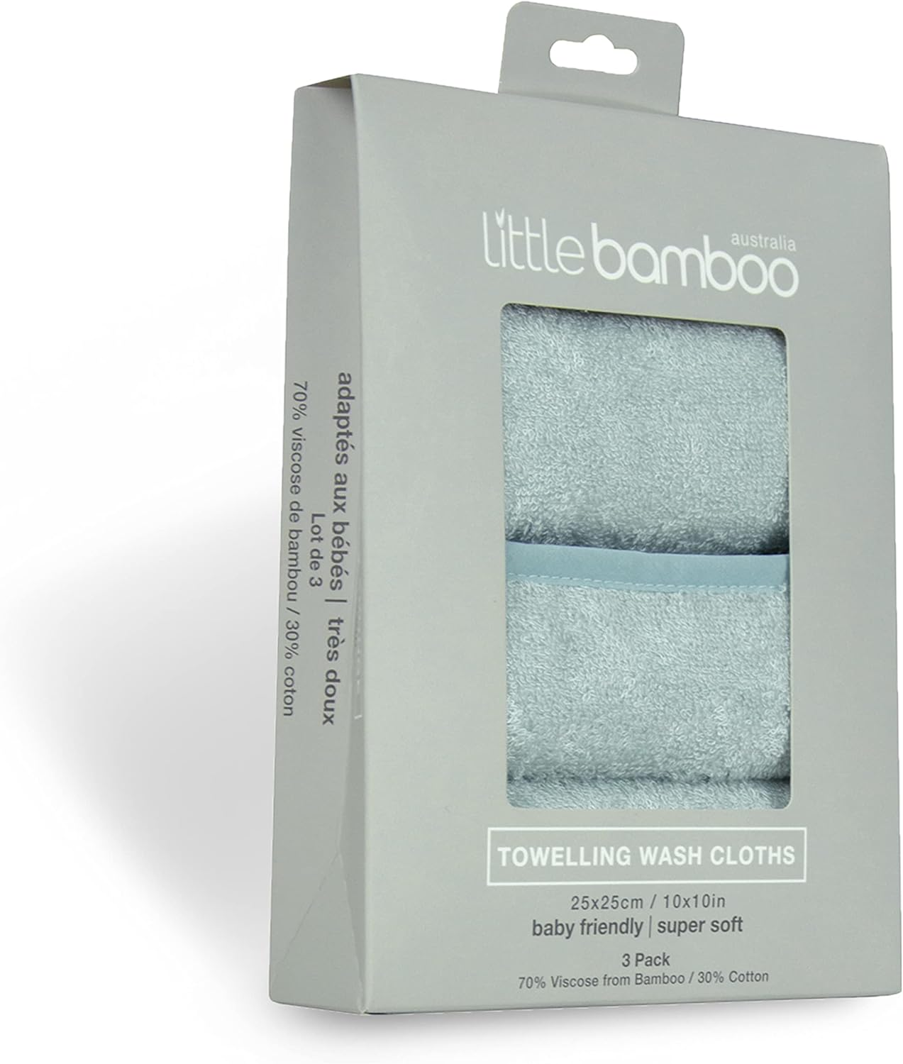 Little Bamboo Towelling Baby Washer Face Cloth, Natural (Pack of 3) - Natural image number 2