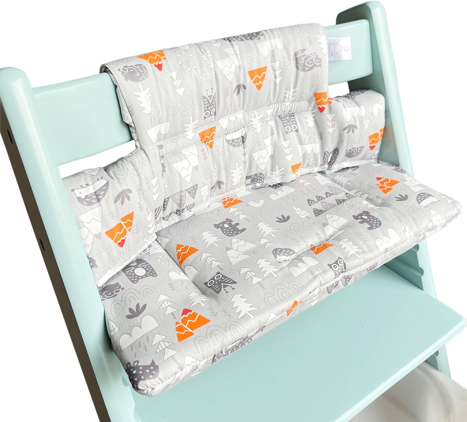 ZARPMA Highchair Cushion Compatible with Tripp Trapp Chiar High Chair Insert Cotton Fabric Cover Filled with Cotton Padding (Grey Forest) (Grey Forest) image number 1
