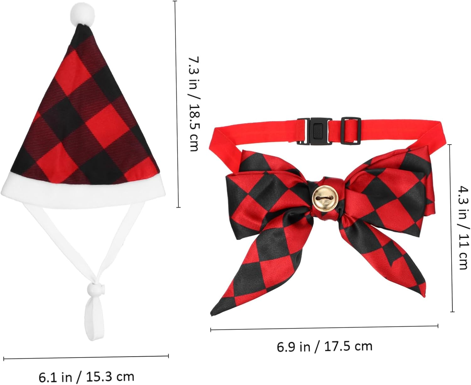 INOOMP Christmas Pet Outfit Set Dog Santa Hat Bow Tie Warm Winter Dog Clothes Cat Xmas Attire Mini Knit Hat for Pups image number 4