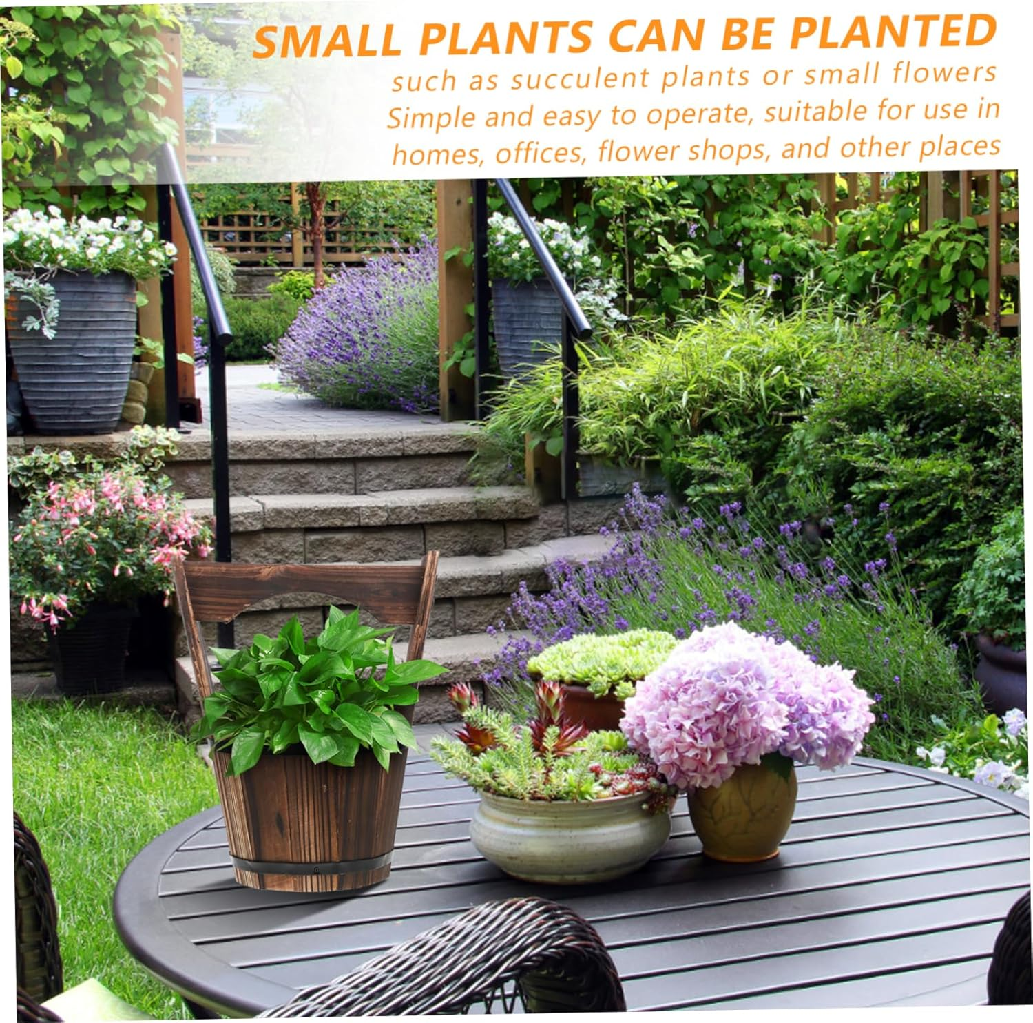 CIMAXIC Small Retro Planter Pot for Indoor Plants Barrel Planters Vegetable Growing Pot Gardening Accessory image number 5