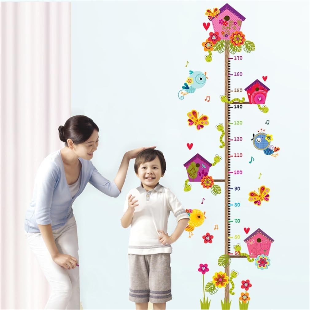 Height Growth Chart Stickers for Kids, Cute Tree Birds Butterflies Cartoon Wall Stickers, Height Measurement Wall Decals Art Decoration for Baby Boys Girls Kids Bedroom Living Room Nursery Playroom image number 5