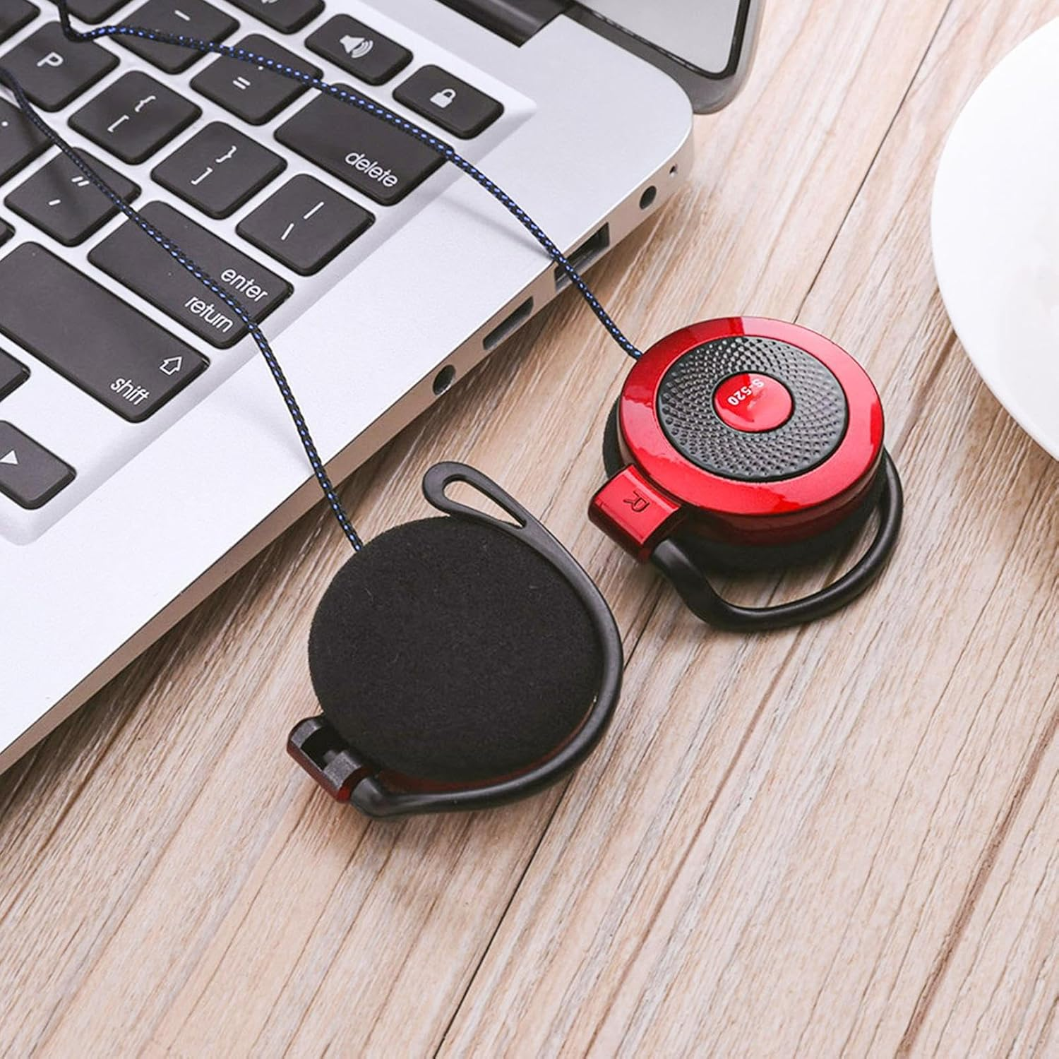 Wired Clip Earphones - Clip Type Earphones Wired, Clip on Earphones Wired | 3.5Mm Ear Hook Type Stereo Sports Earbuds, Mobile Phone Accessories Headphones Running Workout Jogging Hiking - Black image number 6