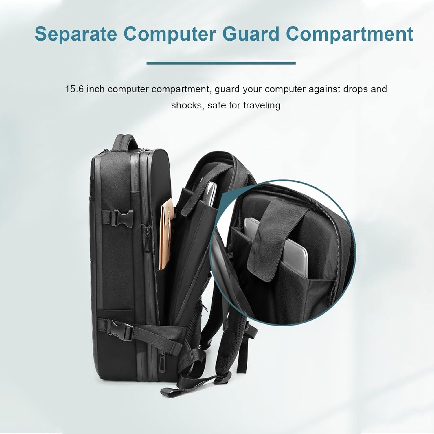 Expandable Vacuum Compression Backpack 70L, USB Charging Port, Water Oxford Cloth Travel Backpack with Dry Wet Compartment for Camping Business image number 5