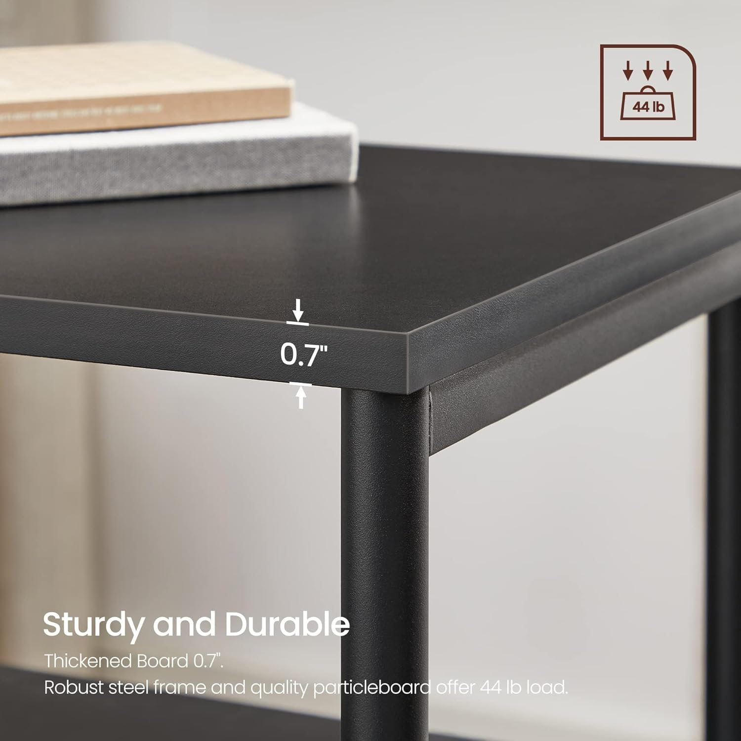 VASAGLE Side Table, Small End Table, Tall Nightstand for Living Room, Bedroom, Office, Bathroom, Classic Black ULET273B16 image number 1